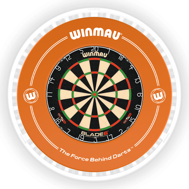 Winmau Blade 6 Dartboard, Surround & Ice White Plasma Light Bundle Blade 6 / Orange / Winmau Plasma Ice White Boards