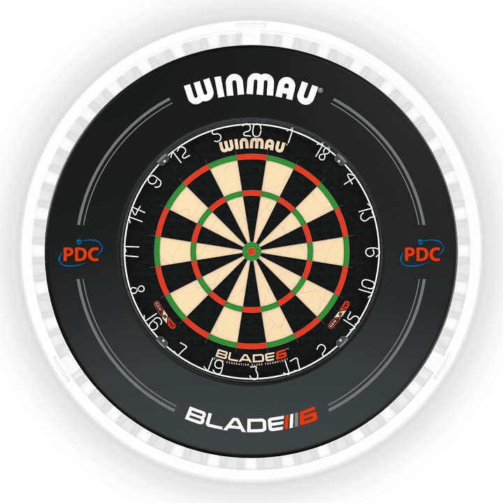 Winmau Blade 6 Dartboard, Surround & Ice White Plasma Light Bundle Blade 6 / PDC Black / Winmau Plasma Ice White Boards