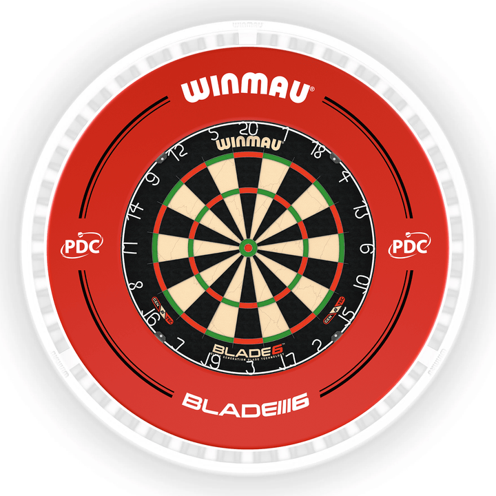 Winmau Blade 6 Dartboard, Surround & Ice White Plasma Light Bundle Blade 6 / PDC Red / Winmau Plasma Ice White Boards