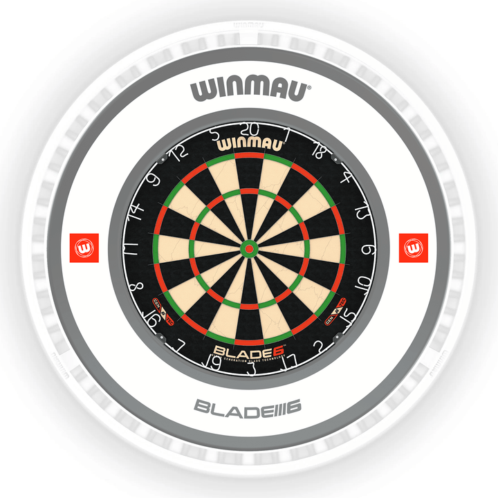 Winmau Blade 6 Dartboard, Surround & Ice White Plasma Light Bundle Blade 6 / Pro 1.0 White / Winmau Plasma Ice White Boards