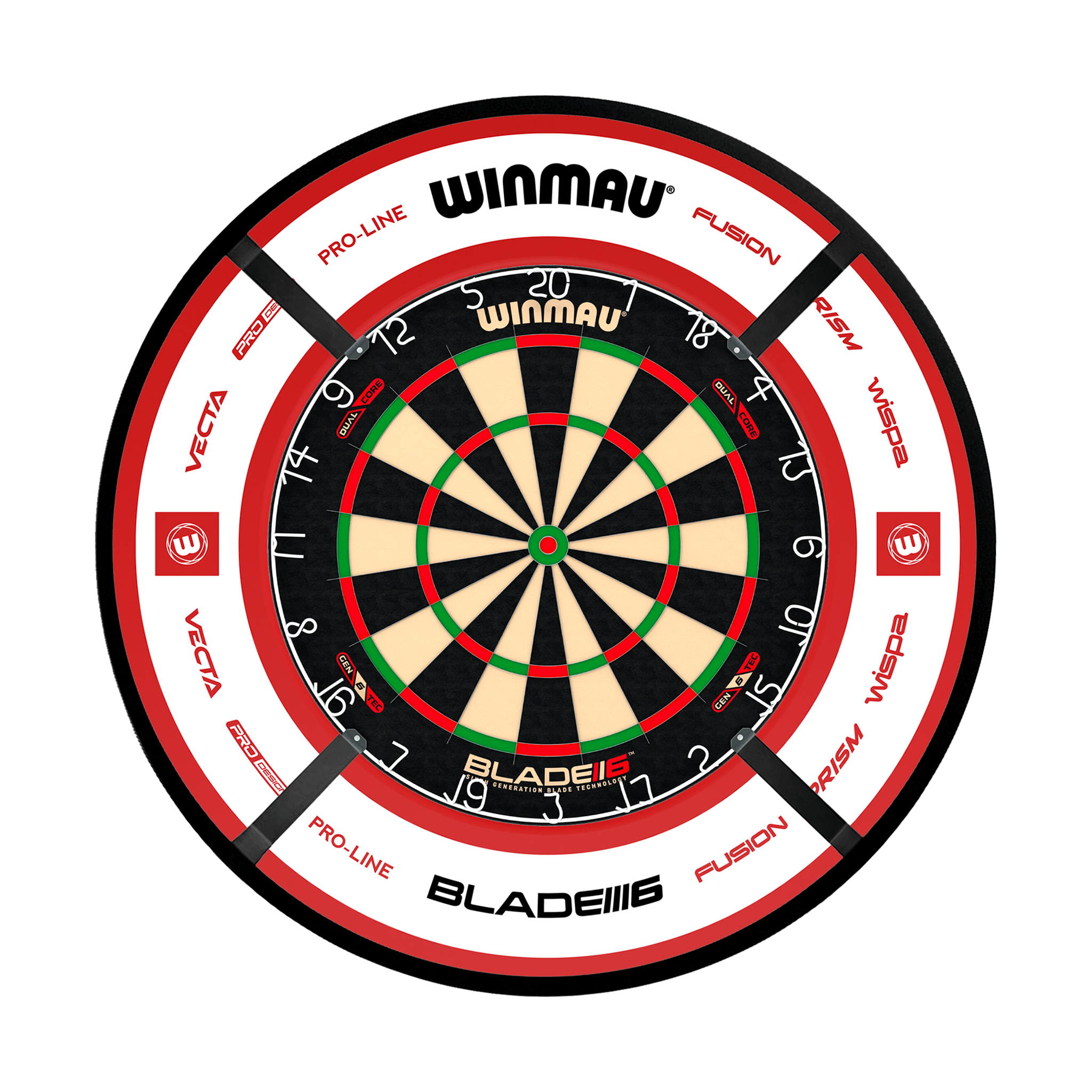 Winmau Blade 6 Dual Core Dartboard, Surround & Corona Light Bundle Blade 6 Dual Core / Pro 2.0 Red / Target Corona Vision Boards