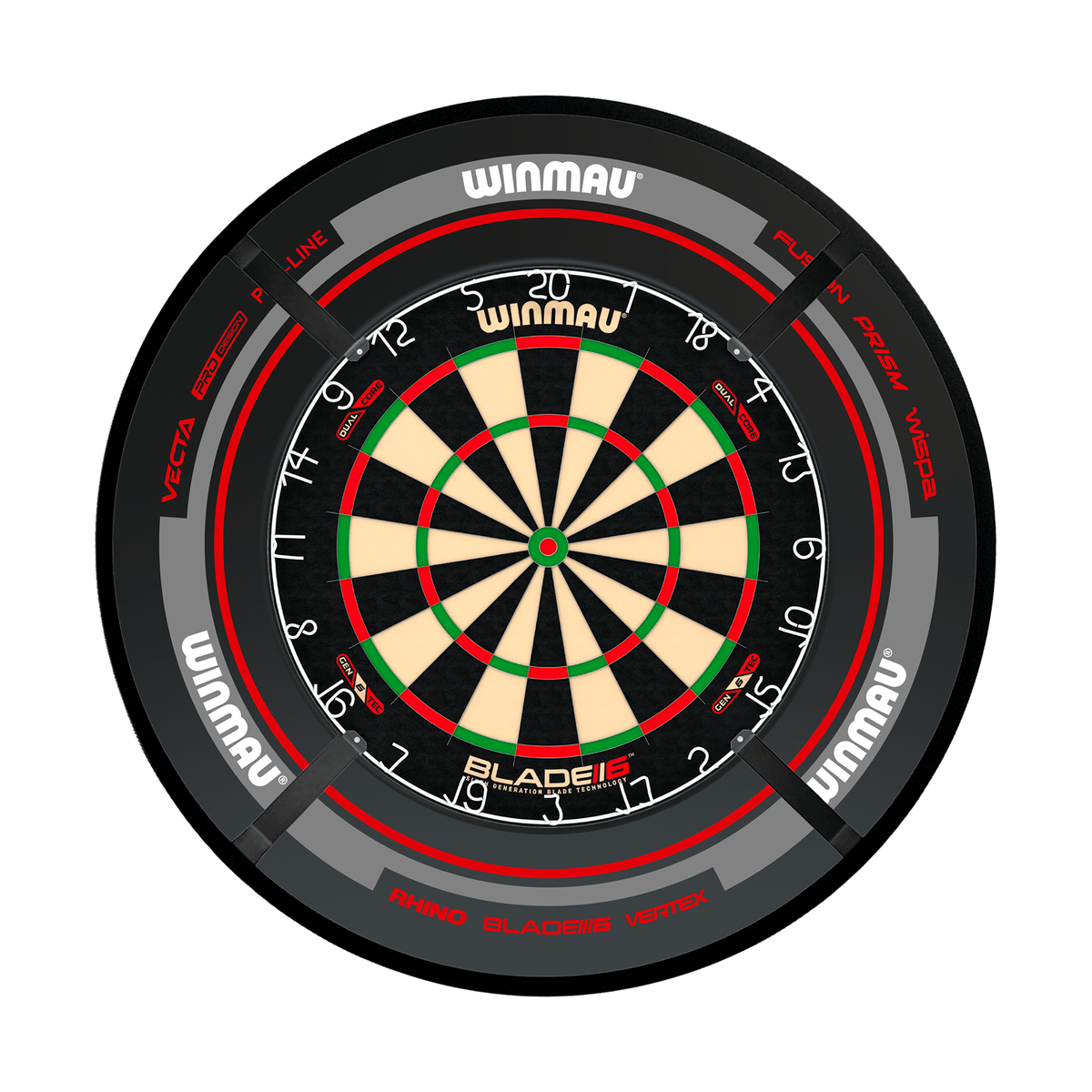 Winmau Blade 6 Dual Core Dartboard, Surround & Corona Light Bundle Dartboard Bundles