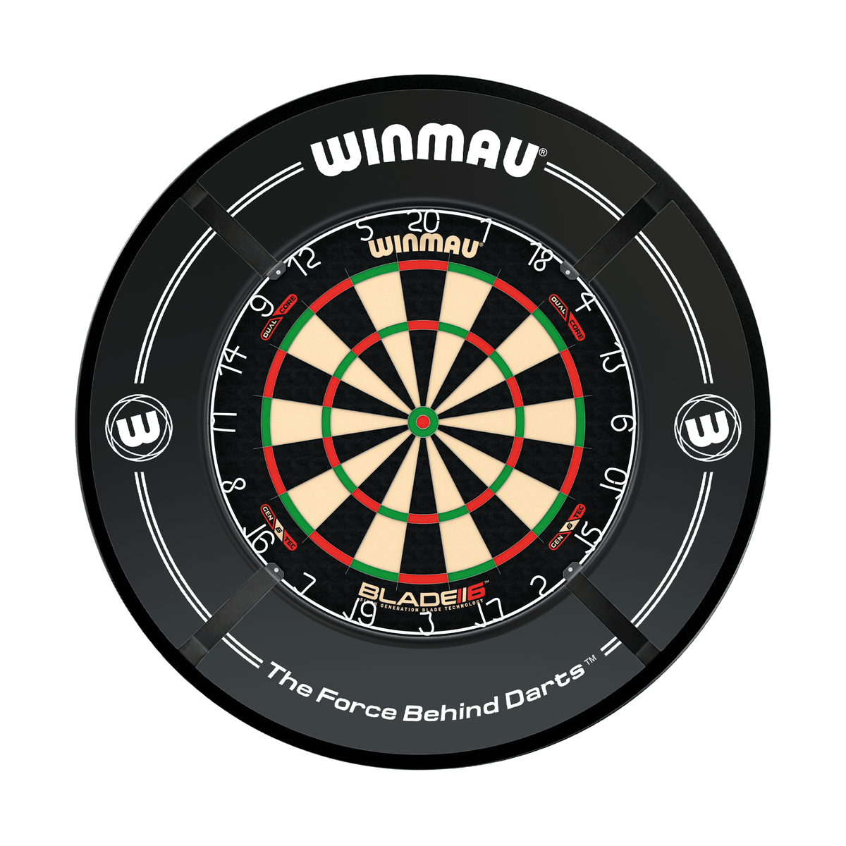 Winmau Blade 6 Dual Core Dartboard, Surround & Corona Light Bundle Dartboard Bundles