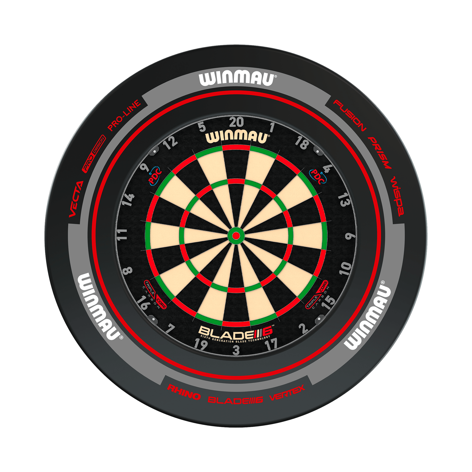 Winmau Blade 6 Triple Core Dartboard & Surround Bundle Blade 6 Triple Core / Advance Black/Red Boards