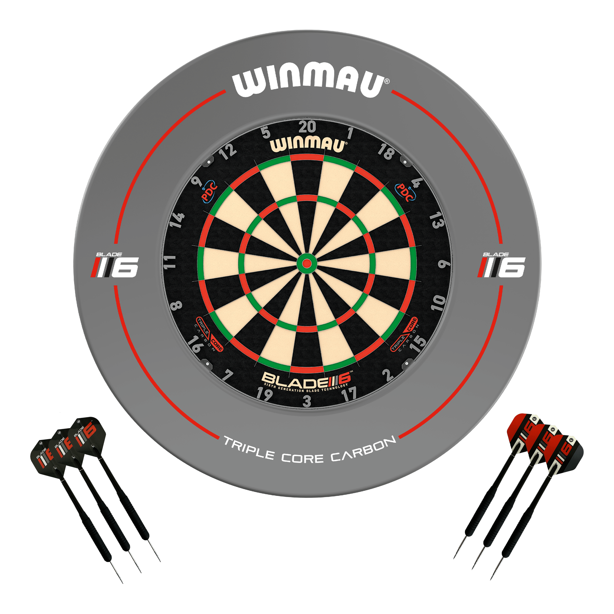 Winmau Blade 6 Triple Core Dartboard, Surround & Darts - Complete Darts Set Blade 6 Triple Core / Triple Core Boards