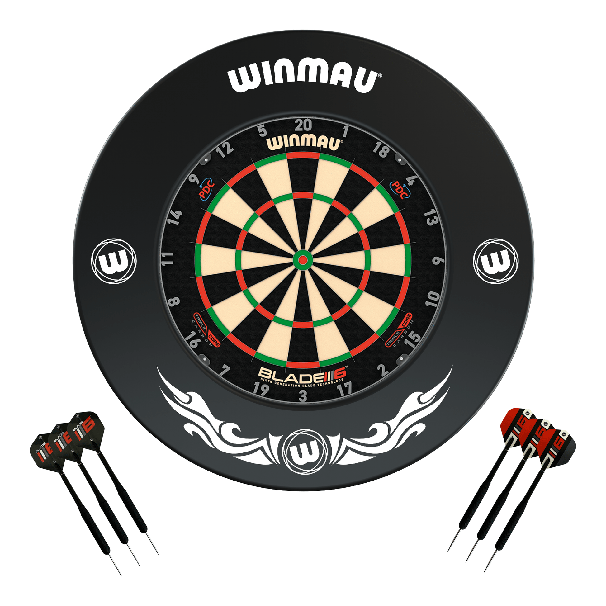 Winmau Blade 6 Triple Core Dartboard, Surround & Darts - Complete Darts Set Blade 6 Triple Core / Xtreme Boards