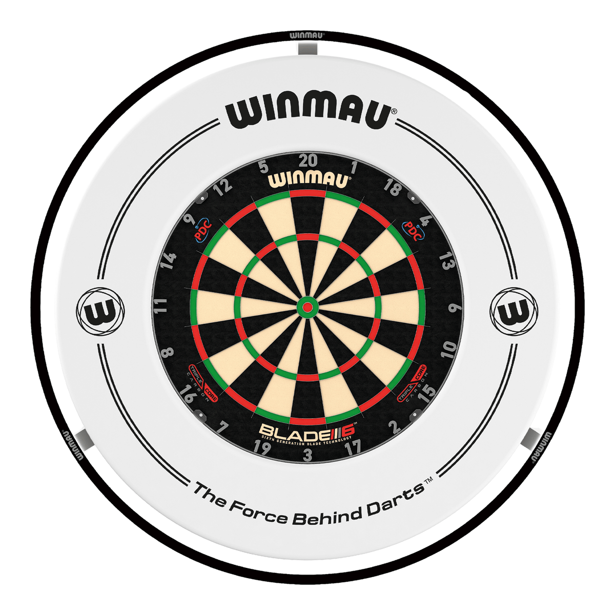 Winmau Blade 6 Triple Core Dartboard, Surround & Plasma Light Bundle Dartboard Bundles