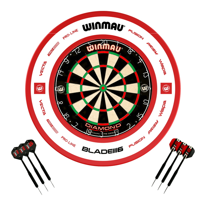 WINMAU Diamond Plus Dartboard Surround Set - Professionele Darts Accessoires - Inclusief Diamond Plus Dartbord, Surround, 2 sets precisiedarts en meer WINMAU Diamond Plus Dartboard Surround Set - Professionele Darts Accessoires - Inclusief Diamond Plus Dartbord, Surround, 2 sets precisiedarts en meer