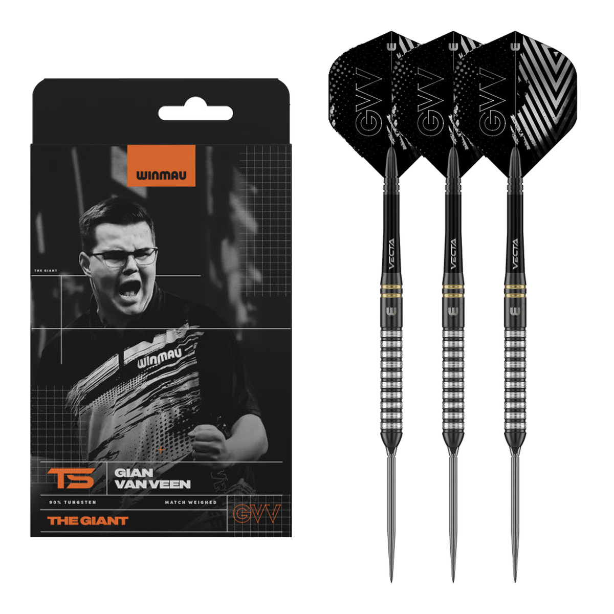 Winmau Gian Van Veen TS Switch Point - 90% Tungsten Steel Tip Darts 23 Grams Darts