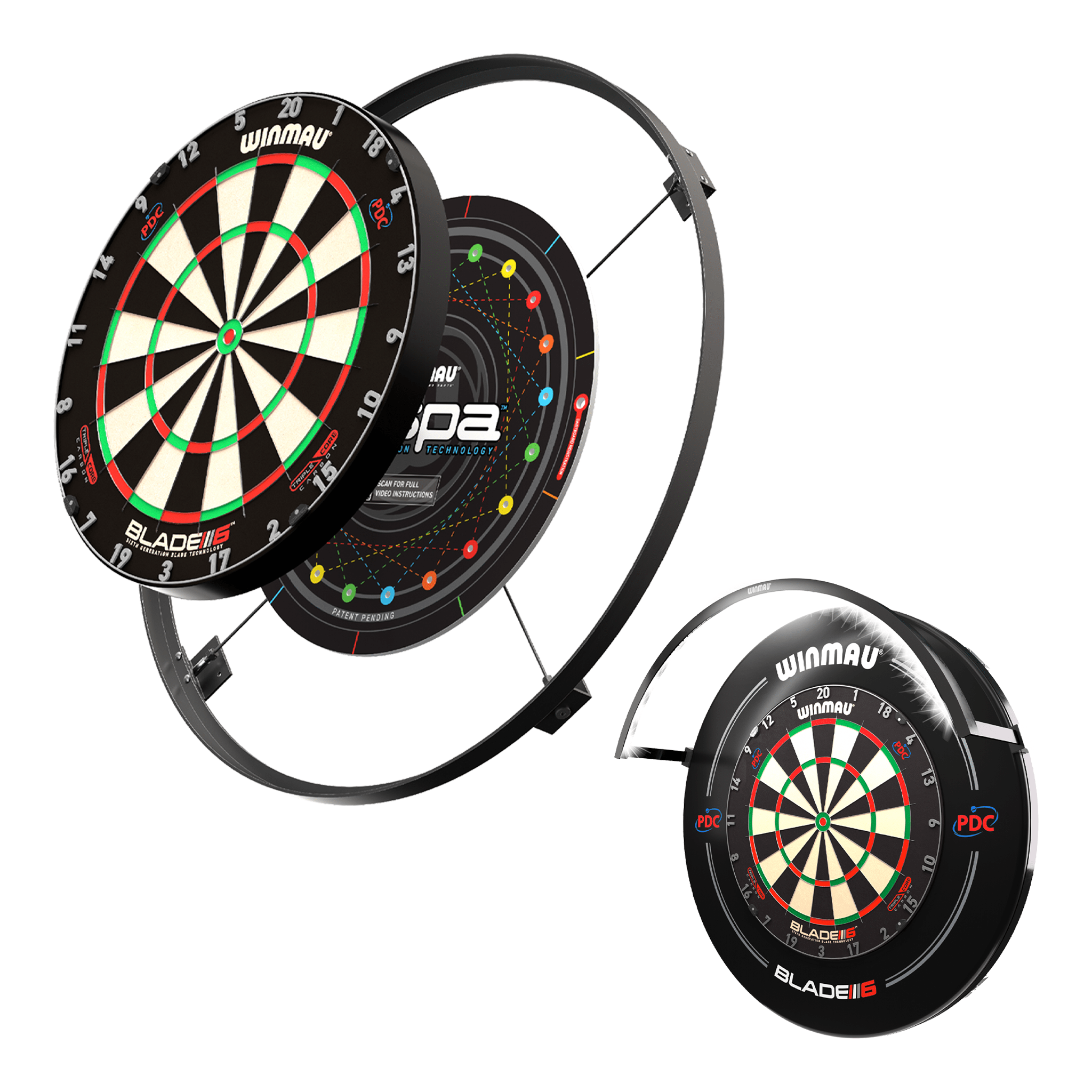 Winmau Wispa Sound Reduction System & Dartboard Light Bundle Boards