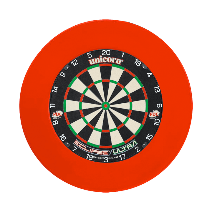 Darts Online Unicorn Eclipse Dartboard & 'Official PDC' Surround Bundle Ultra / Red Boards