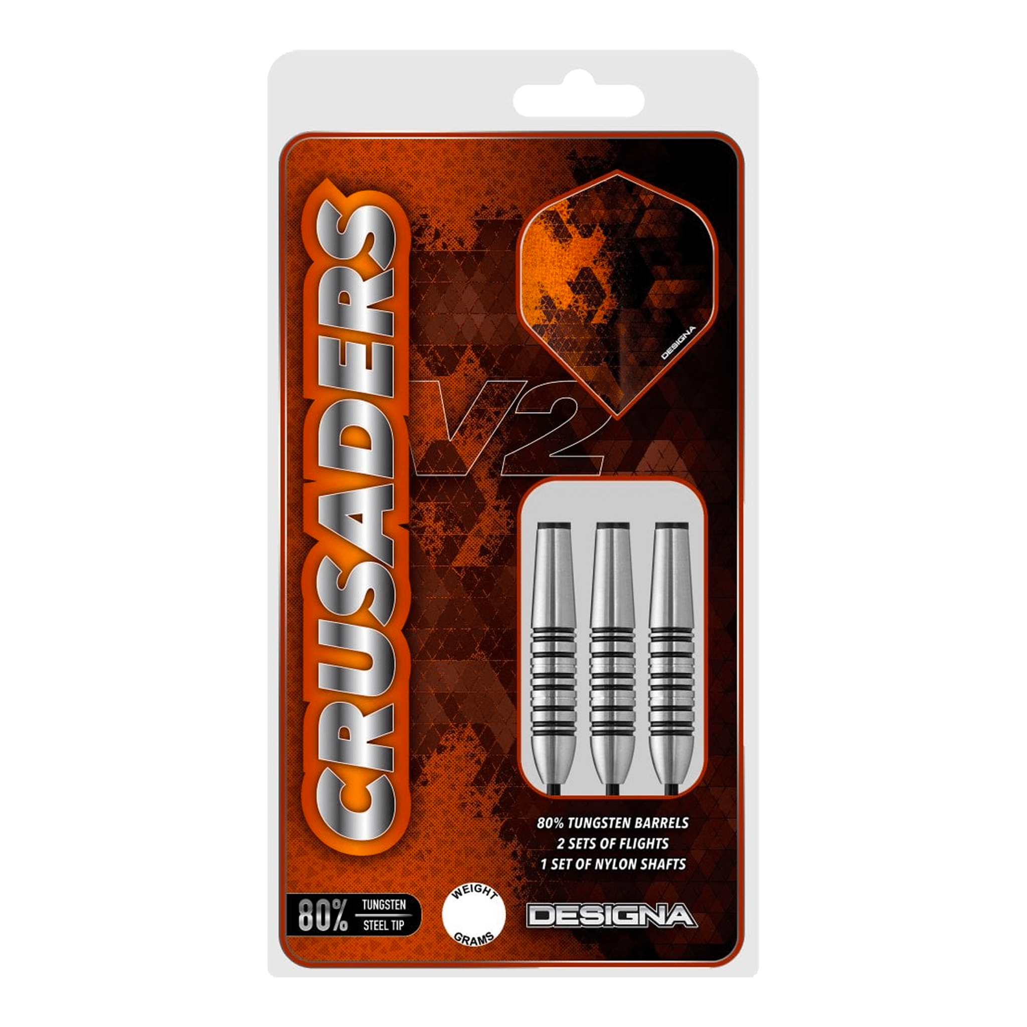 Designa Crusader V2 M5 Steel Tip Darts - 80% Tungsten - 22 Grams Darts