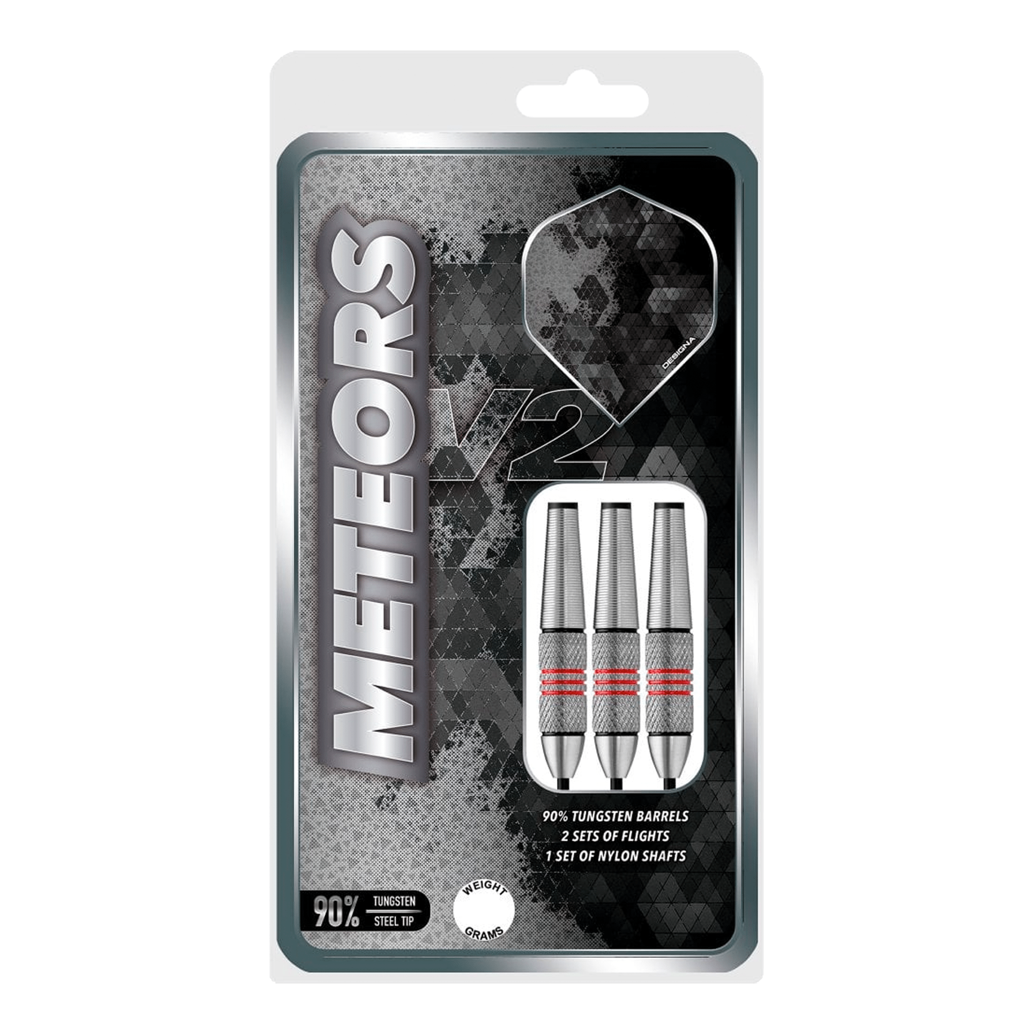 Designa Meteors 90 V2 M1 Steel Tip Darts - 90% Tungsten - 30 Grams Darts