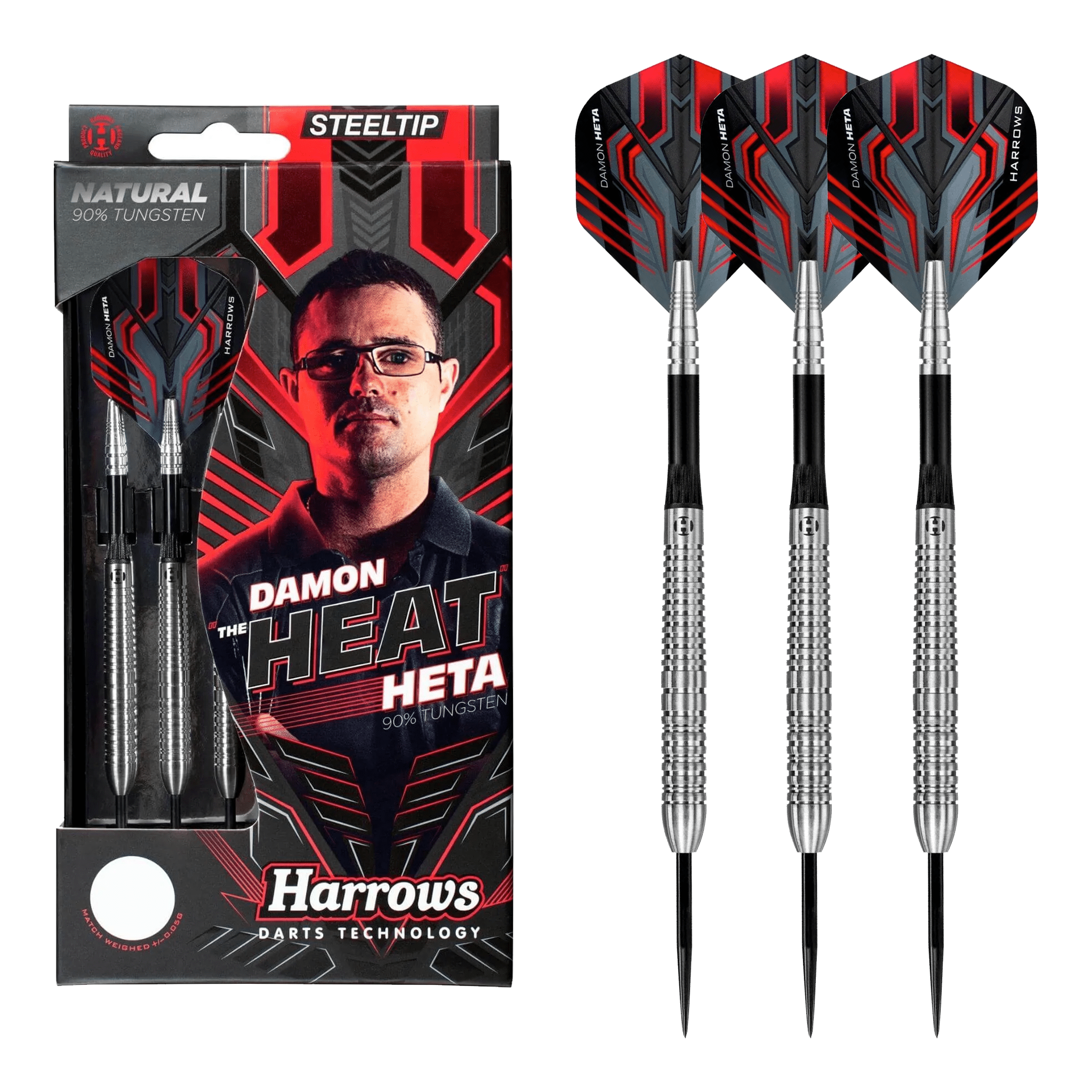 Fléchettes Harrows Assassin 90% Tungstène - 24g - Avec Tiges Midi Supergrip Carbone Et Ailettes Anniversary 100 Microns - Kit Complet