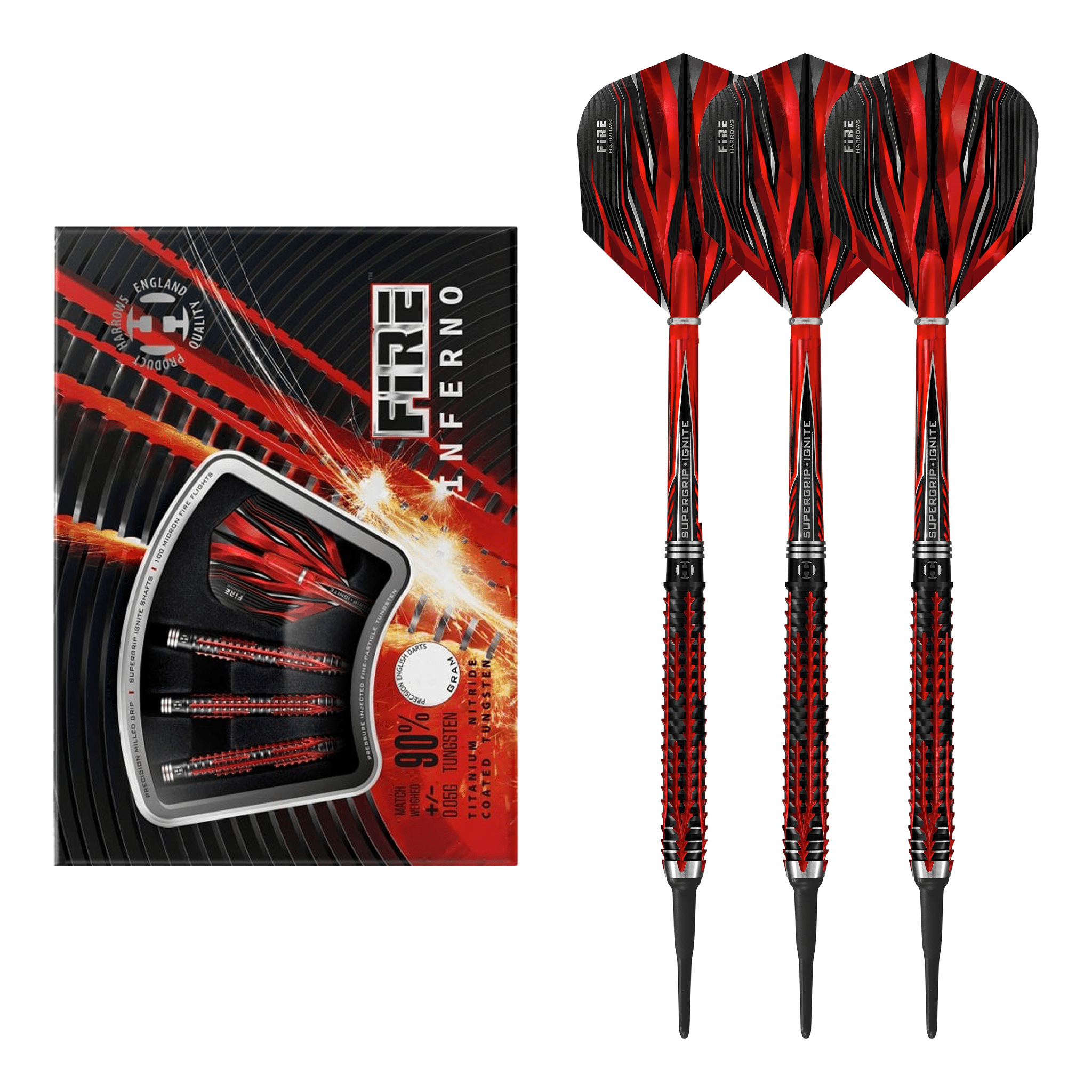 Harrows Fire Inferno - 90% Tungsten Soft Tip Darts 21 Grams Darts