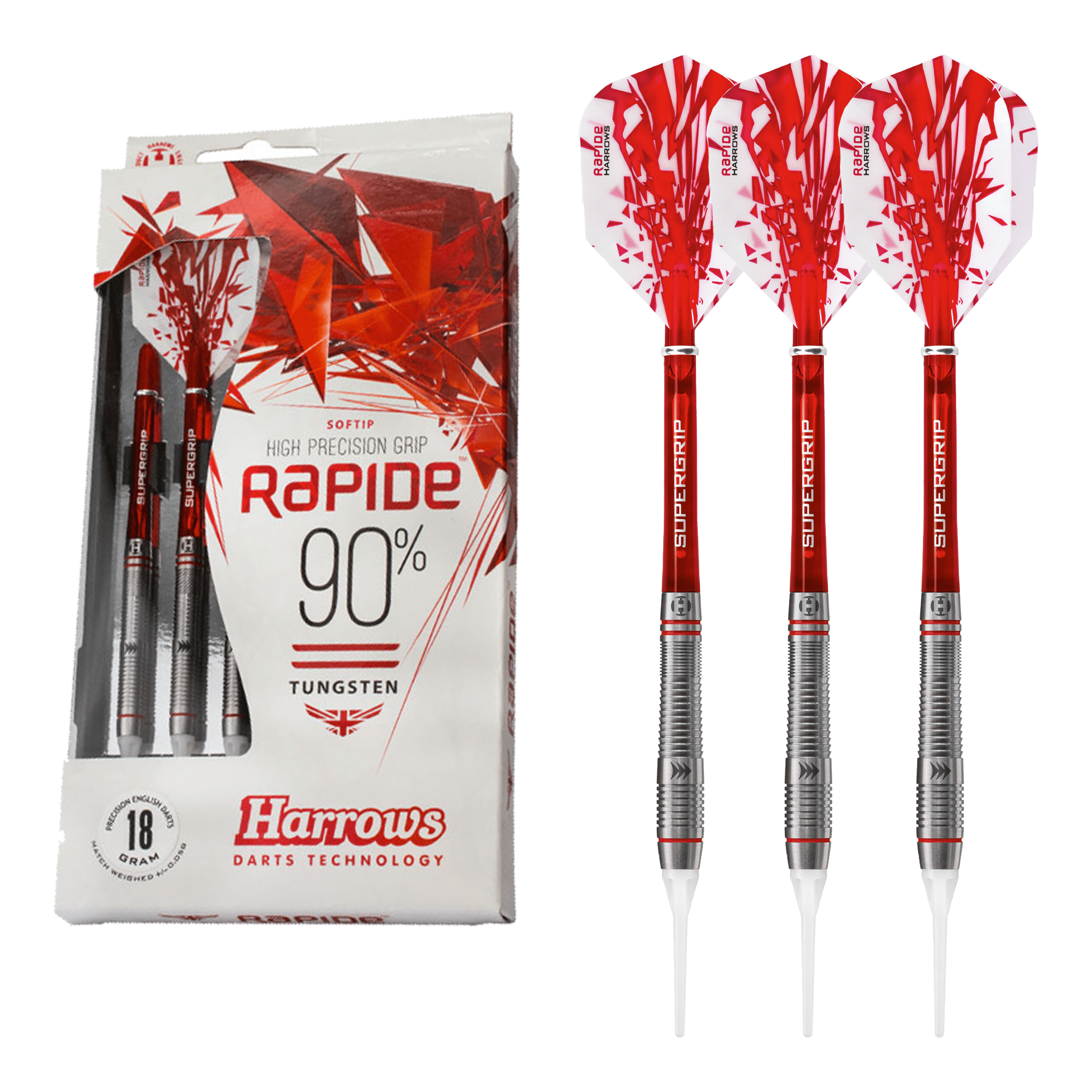 Harrows Rapide Style A Ringed Profile Barrel - 90% Tungsten Soft Tip Darts 16 Grams Darts