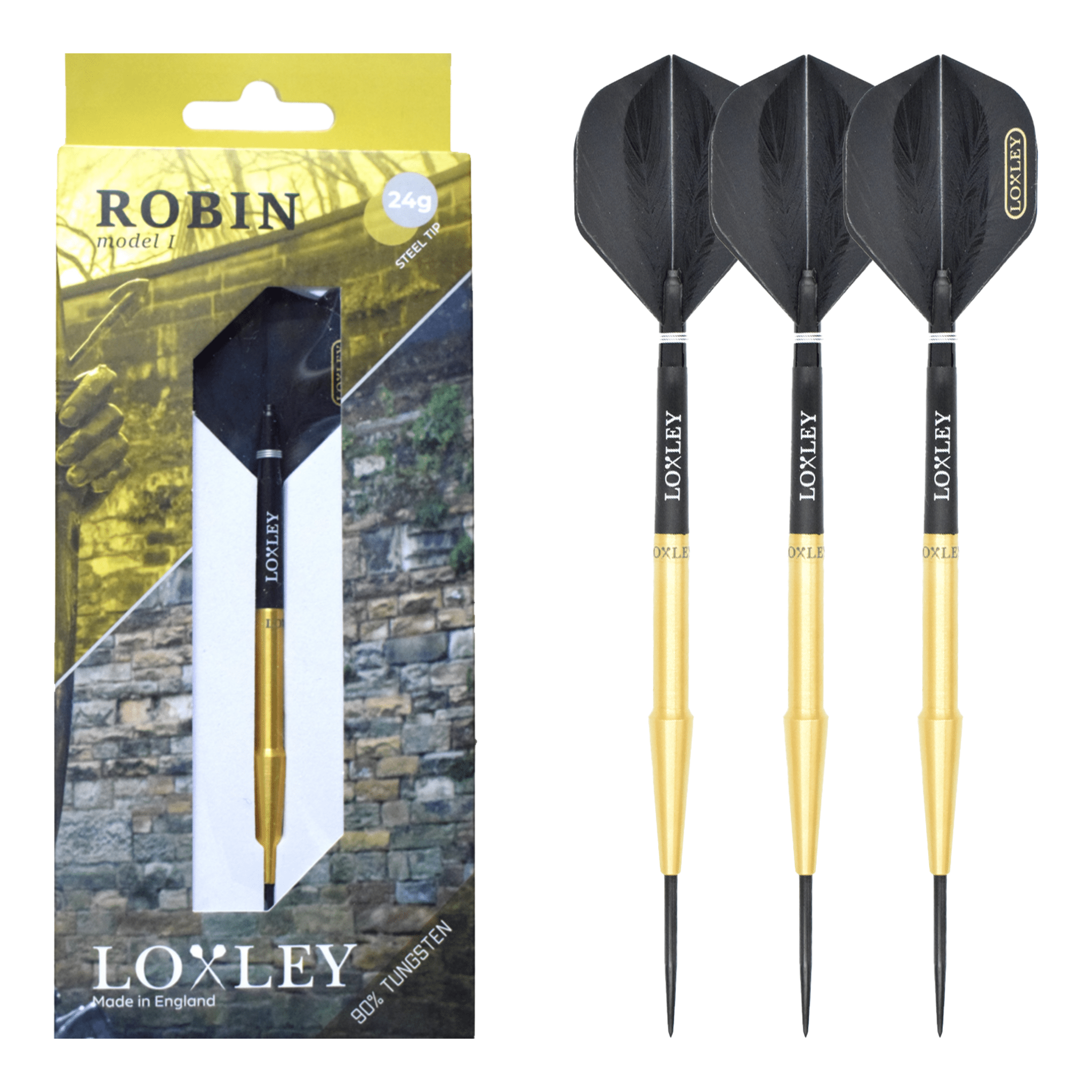 Loxley Robin MK I Gold - 90% Tungsten Steel Tip Darts 22 Grams Darts