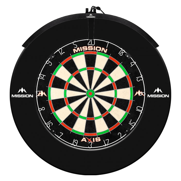 Mission Axis Dartboard, Surround & Light Bundle Black / Torus 100 Boards