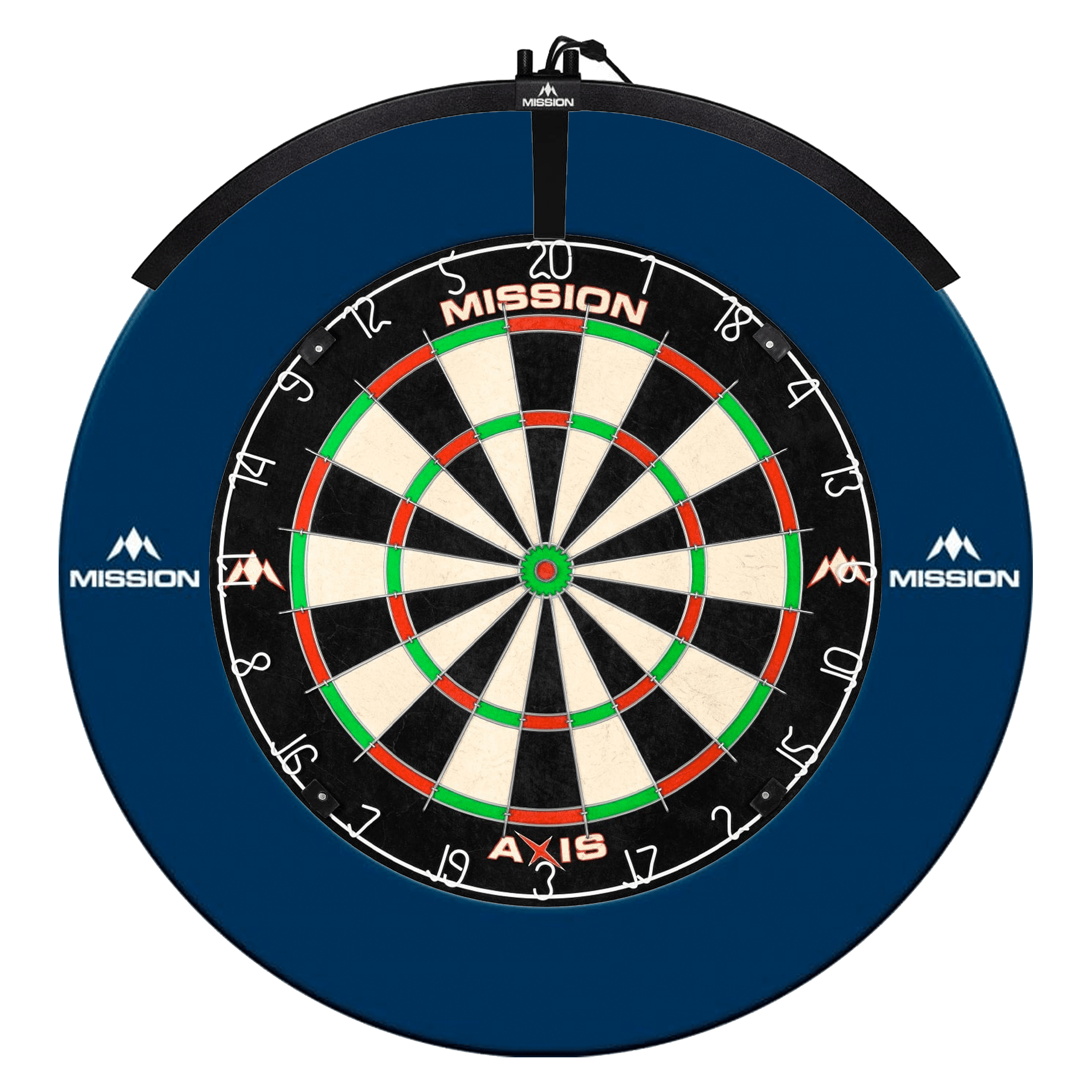 Mission Axis Dartboard, Surround & Light Bundle Blue / Torus 100 Boards