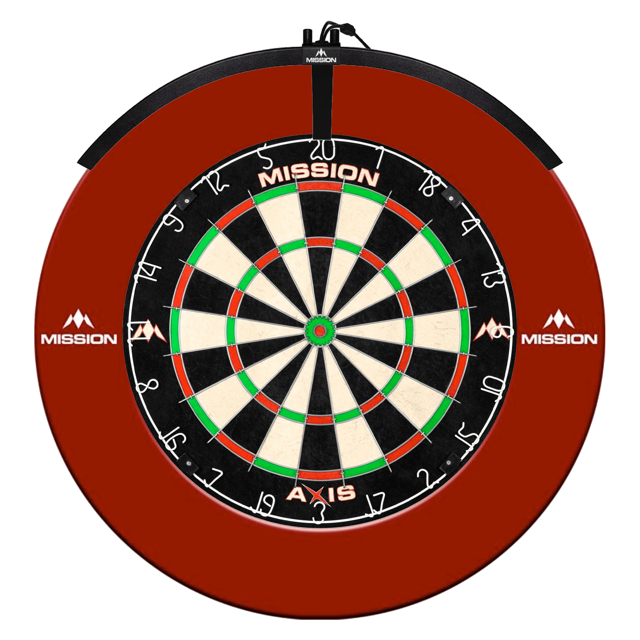 Mission Axis Dartboard, Surround & Light Bundle Red / Torus 100 Boards
