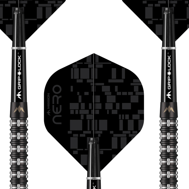 Mission Nero M2 Linear Ringed Steel Tip Darts - 90% Tungsten - 22 Grams Darts