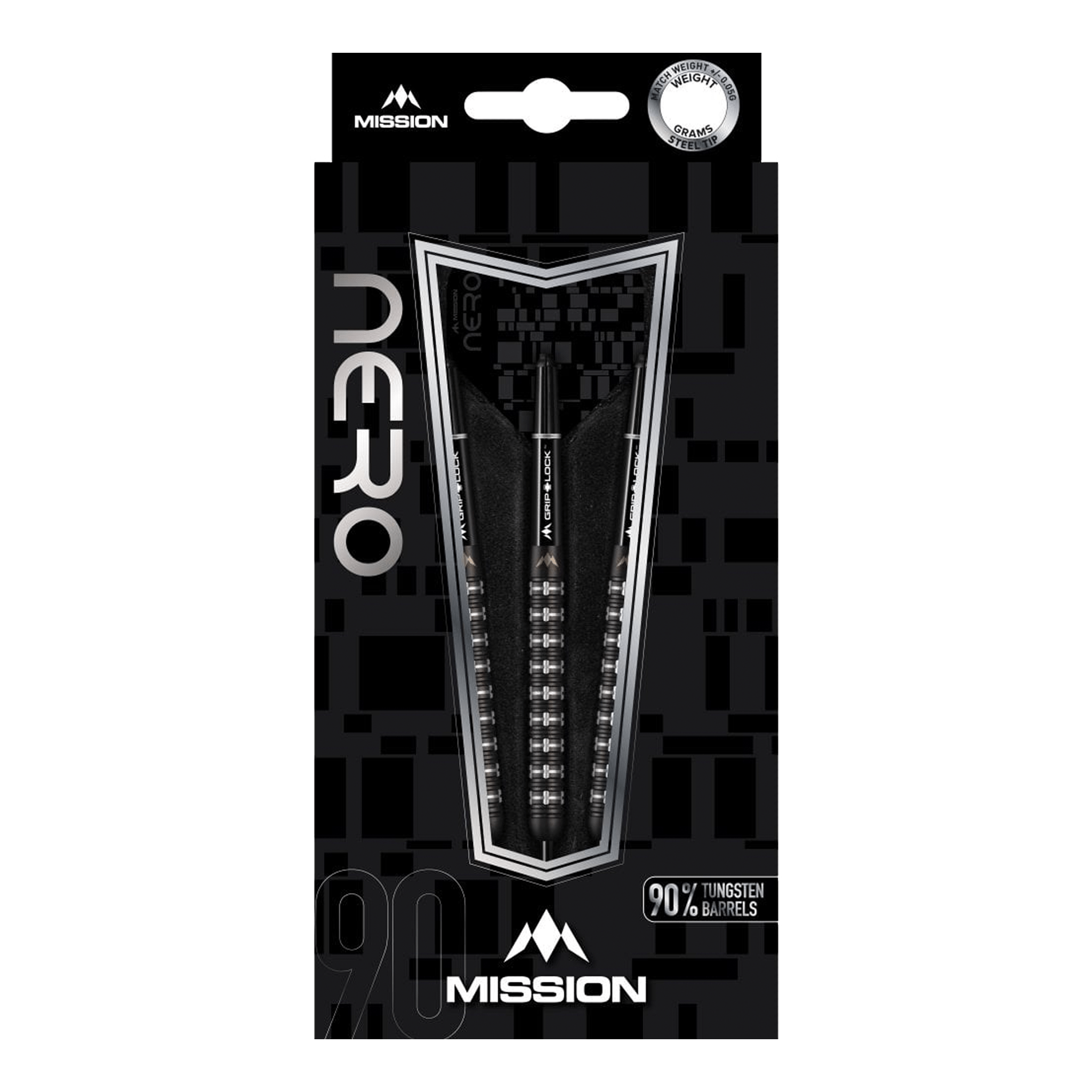 Mission Nero M2 Linear Ringed Steel Tip Darts - 90% Tungsten - 22 Grams Darts