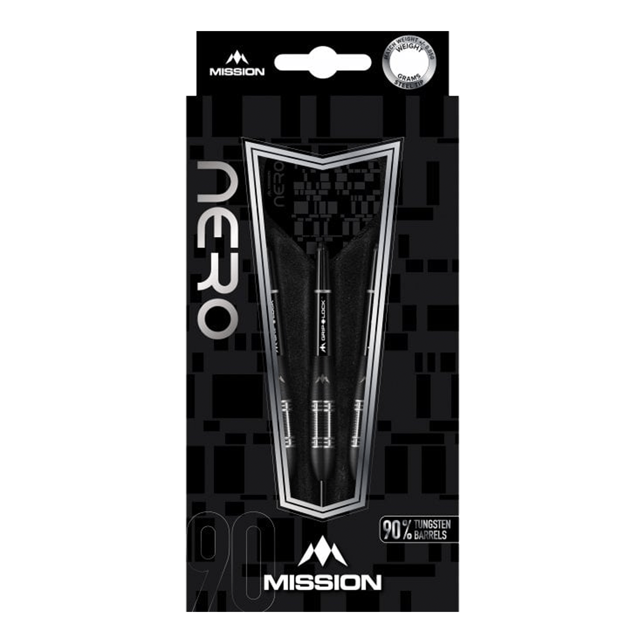 Mission Nero M3 Rear Grip Steel Tip Darts - 90% Tungsten - 21 Grams Darts