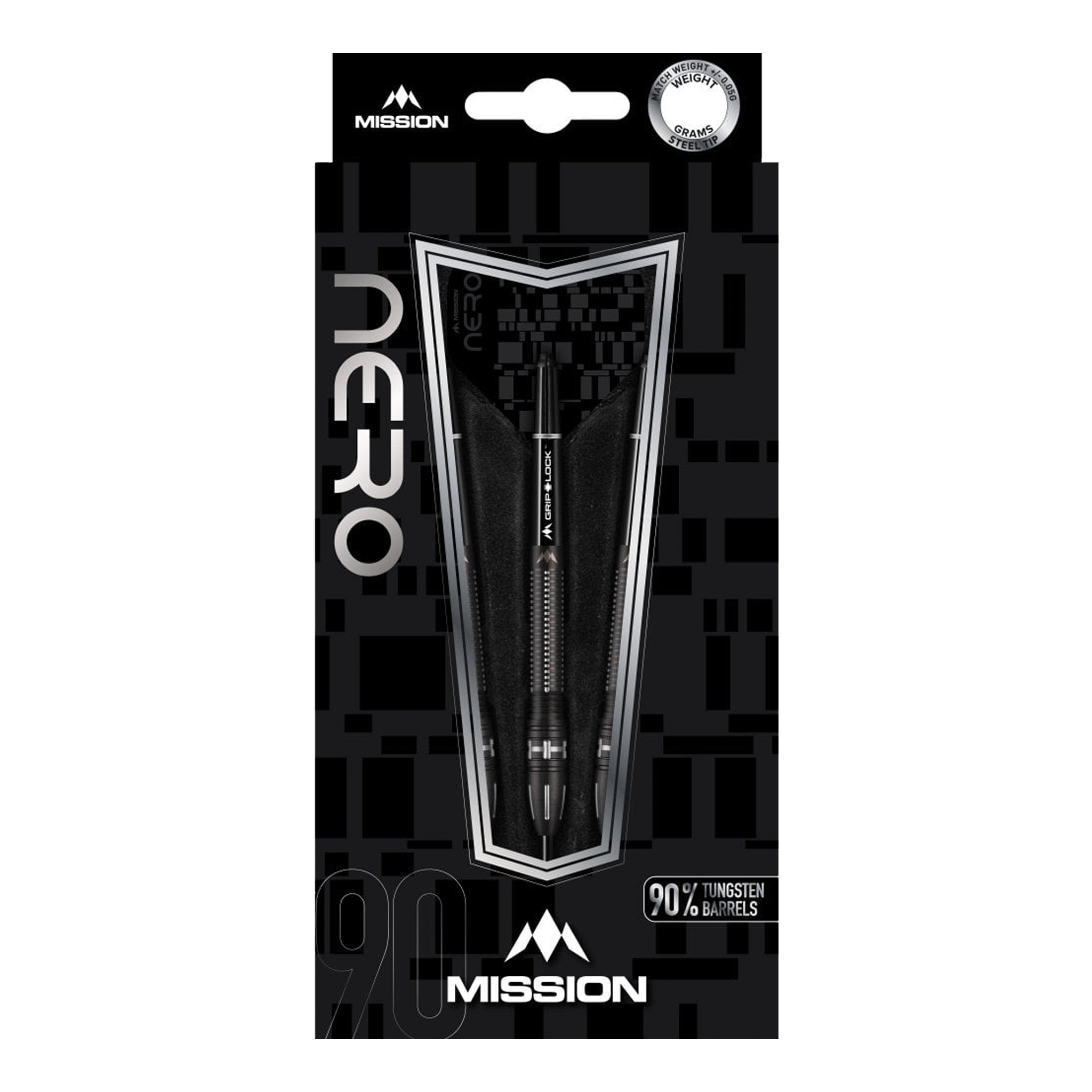 Mission Nero M4 Front Weighted Steel Tip Darts - 90% Tungsten - 22 Grams Darts