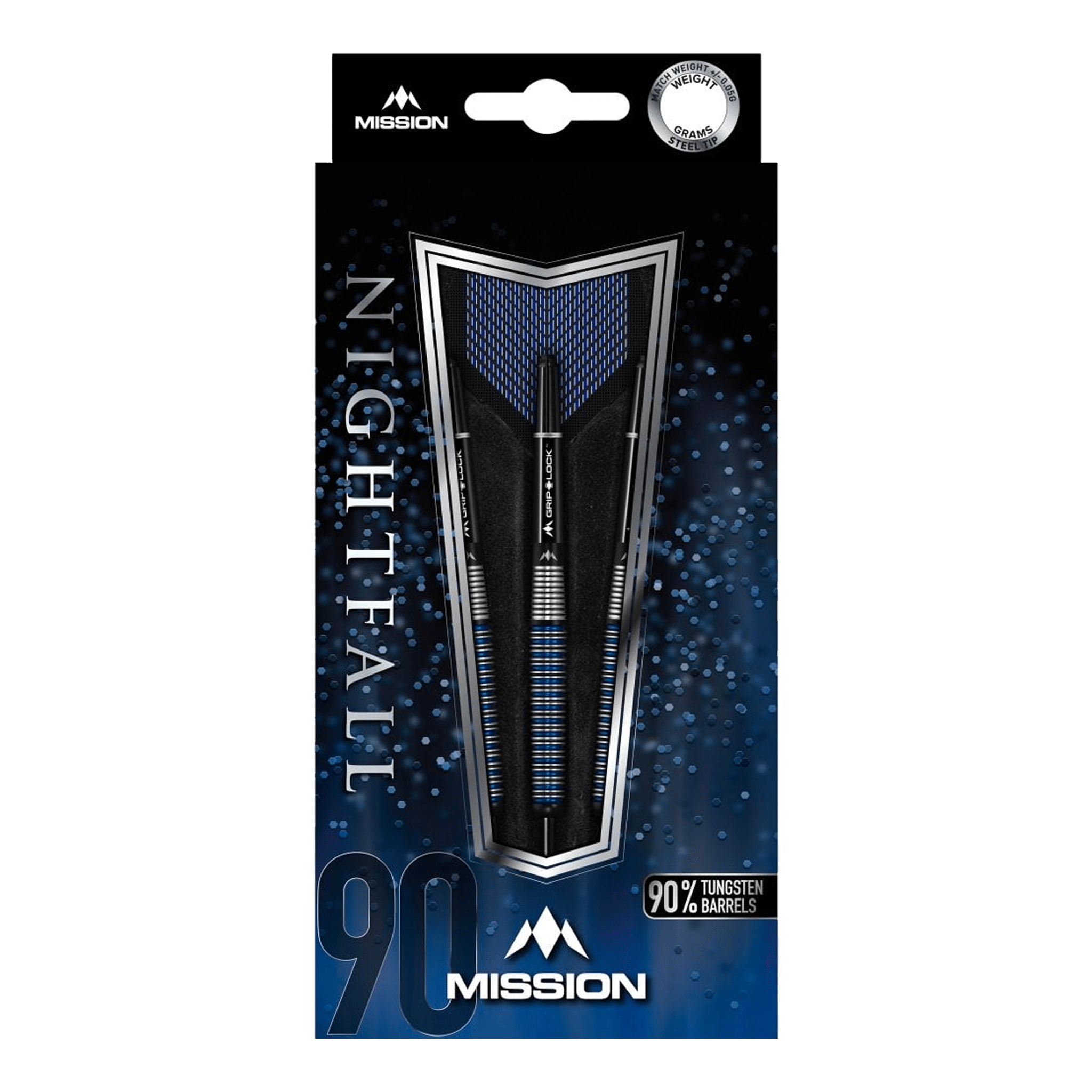 Mission Nightfall M3 Steel Tip Darts - 90% Tungsten - 23 Grams Darts