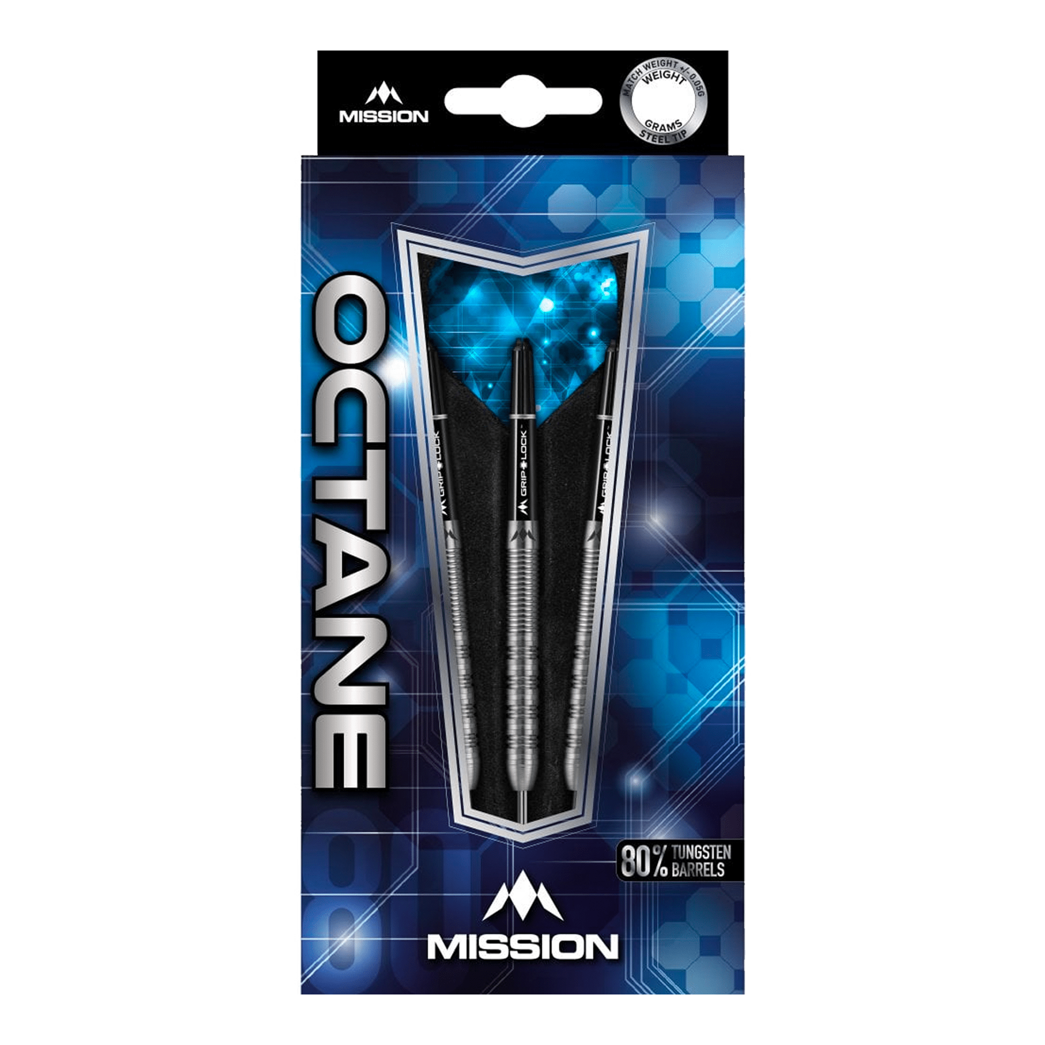 Mission Octane M5 Twin Grip Steel Tip Darts - 80% Tungsten - 21 Grams Darts