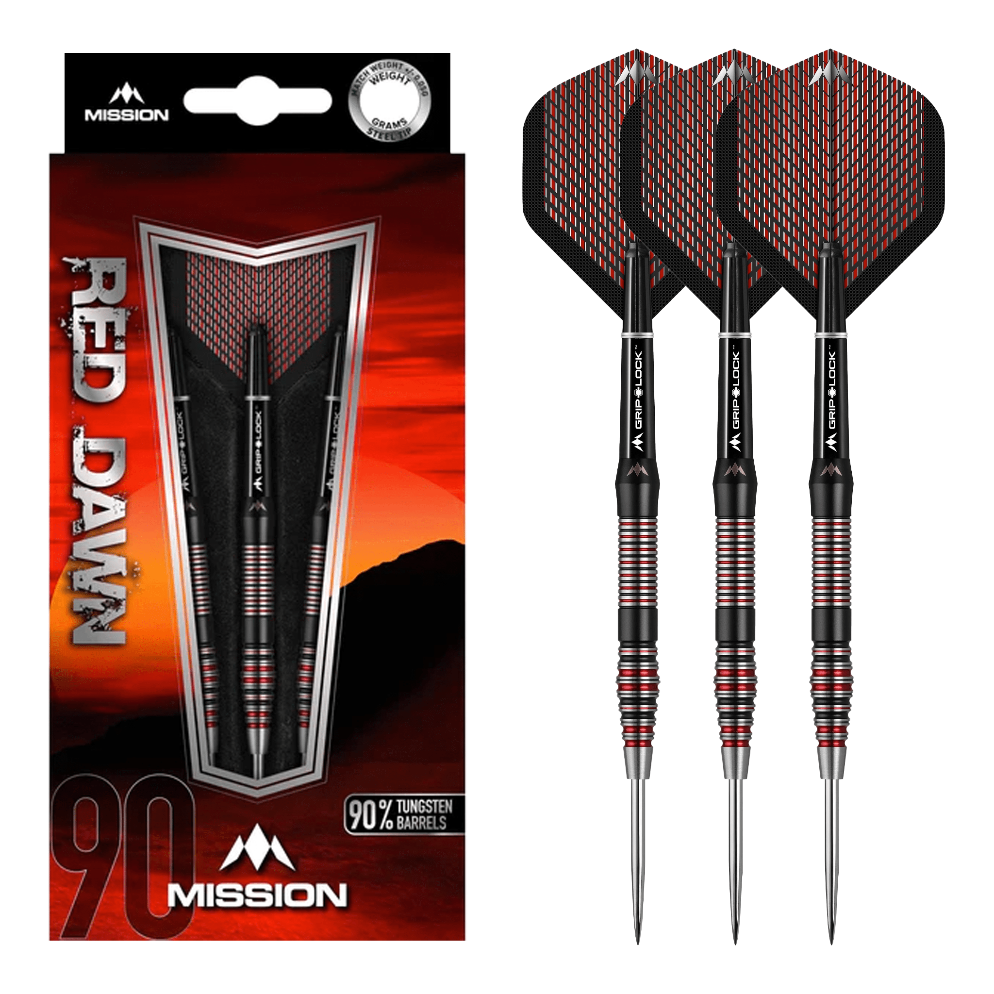 Mission Red Dawn M4 - 90% Tungsten Steel Tip Darts 22 Grams Darts