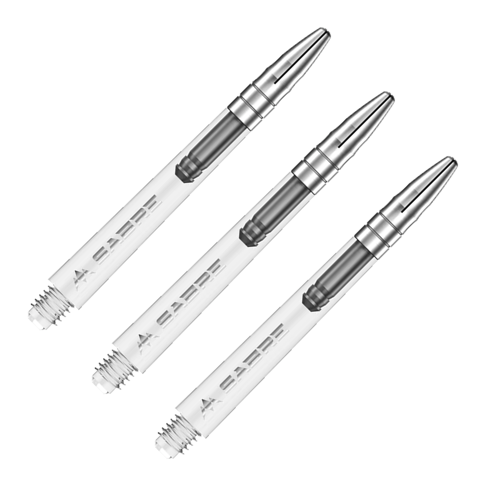 Mission Sabre - Polycarbonate Dart Shafts Medium (49mm) / Clear & Silver Shafts