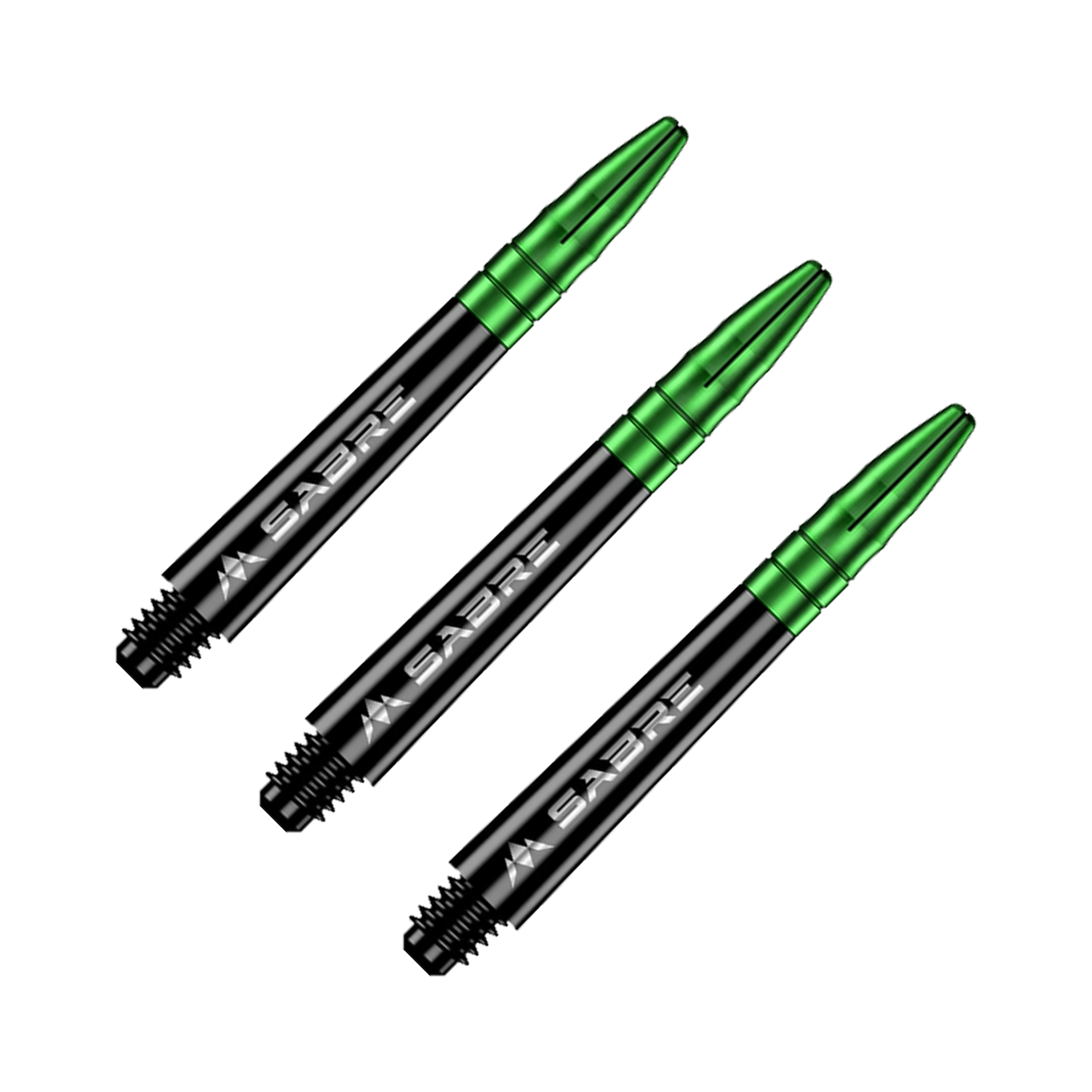Mission Sabre - Polycarbonate Dart Shafts Midi (40mm) / Black & Green Shafts