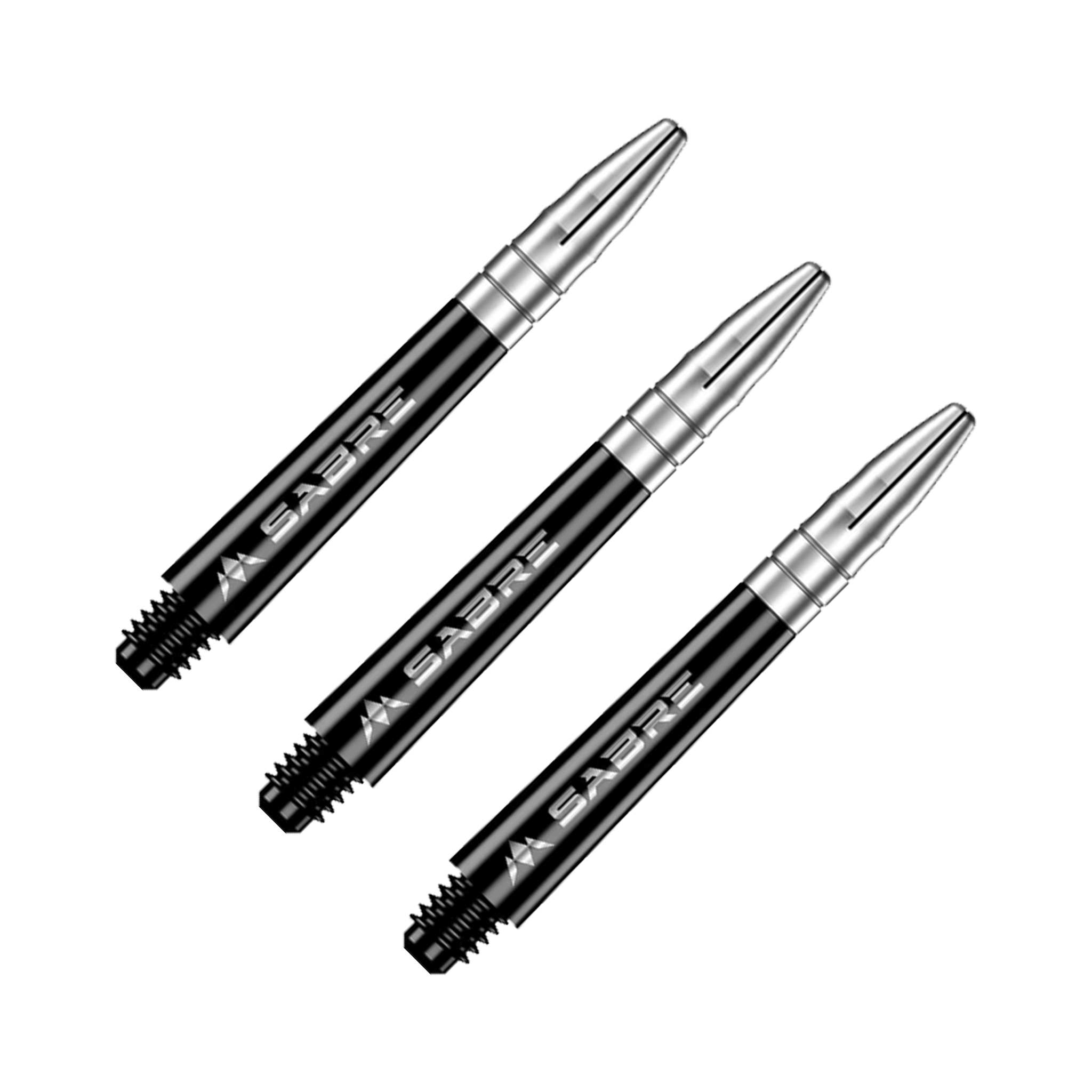 Mission Sabre - Polycarbonate Dart Shafts Midi (40mm) / Black & Silver Shafts