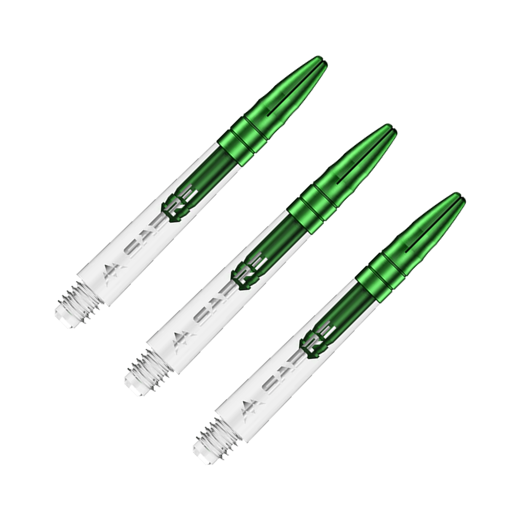 Mission Sabre - Polycarbonate Dart Shafts Midi (40mm) / Clear & Green Shafts