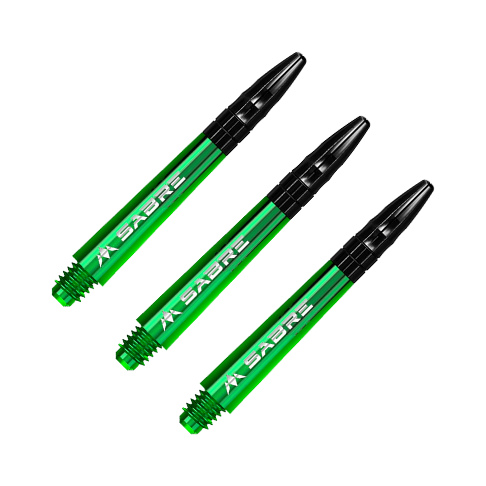 Mission Sabre - Polycarbonate Dart Shafts Midi (40mm) / Green & Black Shafts