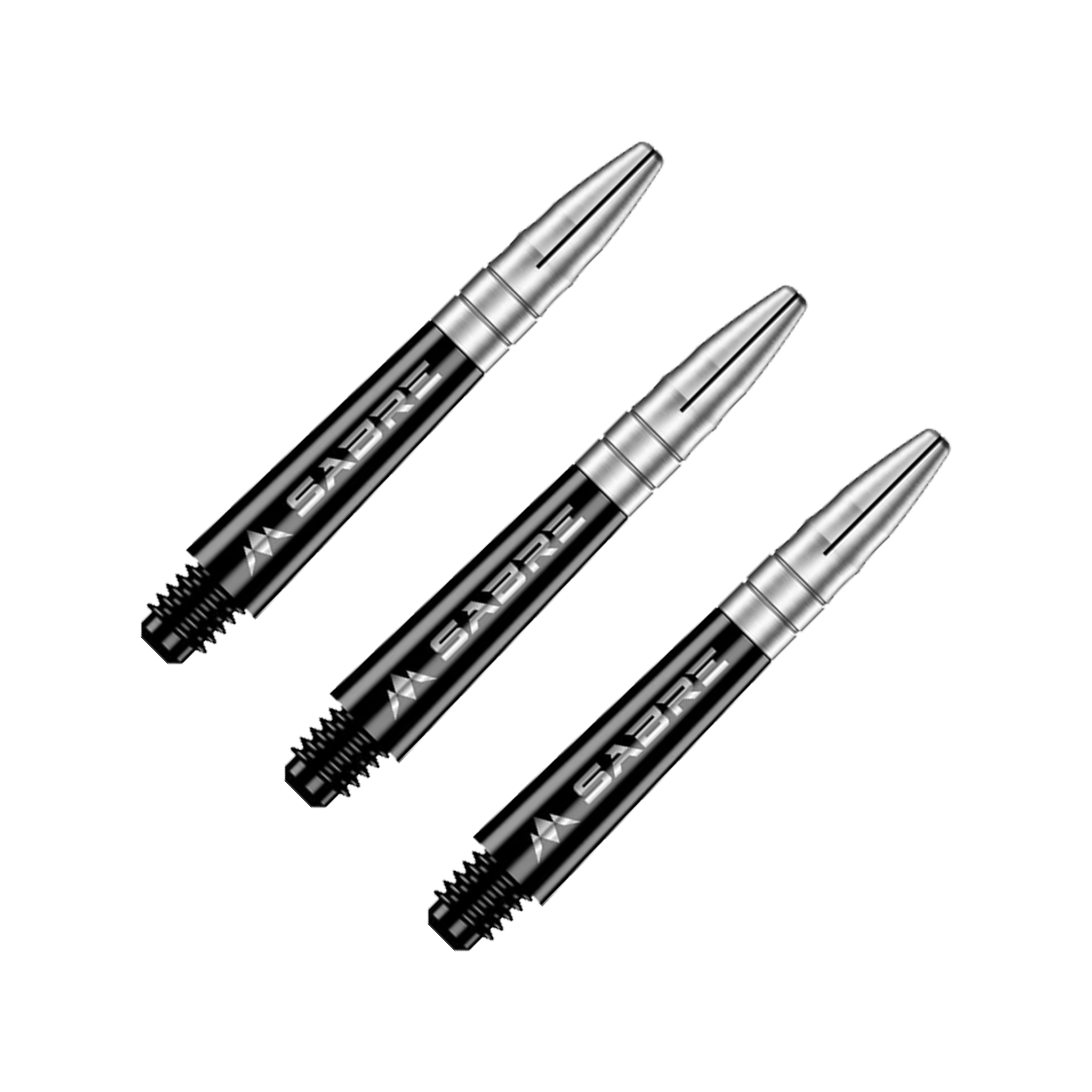 Mission Sabre - Polycarbonate Dart Shafts Short (36mm) / Black & Silver Shafts