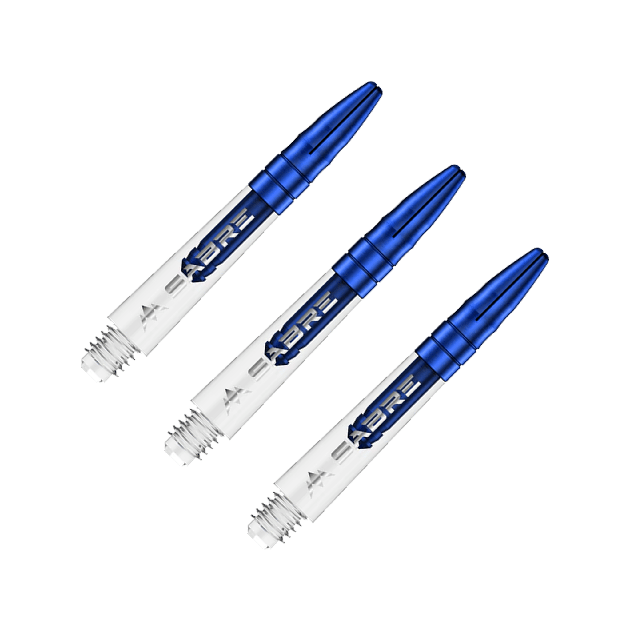Mission Sabre - Polycarbonate Dart Shafts Short (36mm) / Clear & Blue Shafts