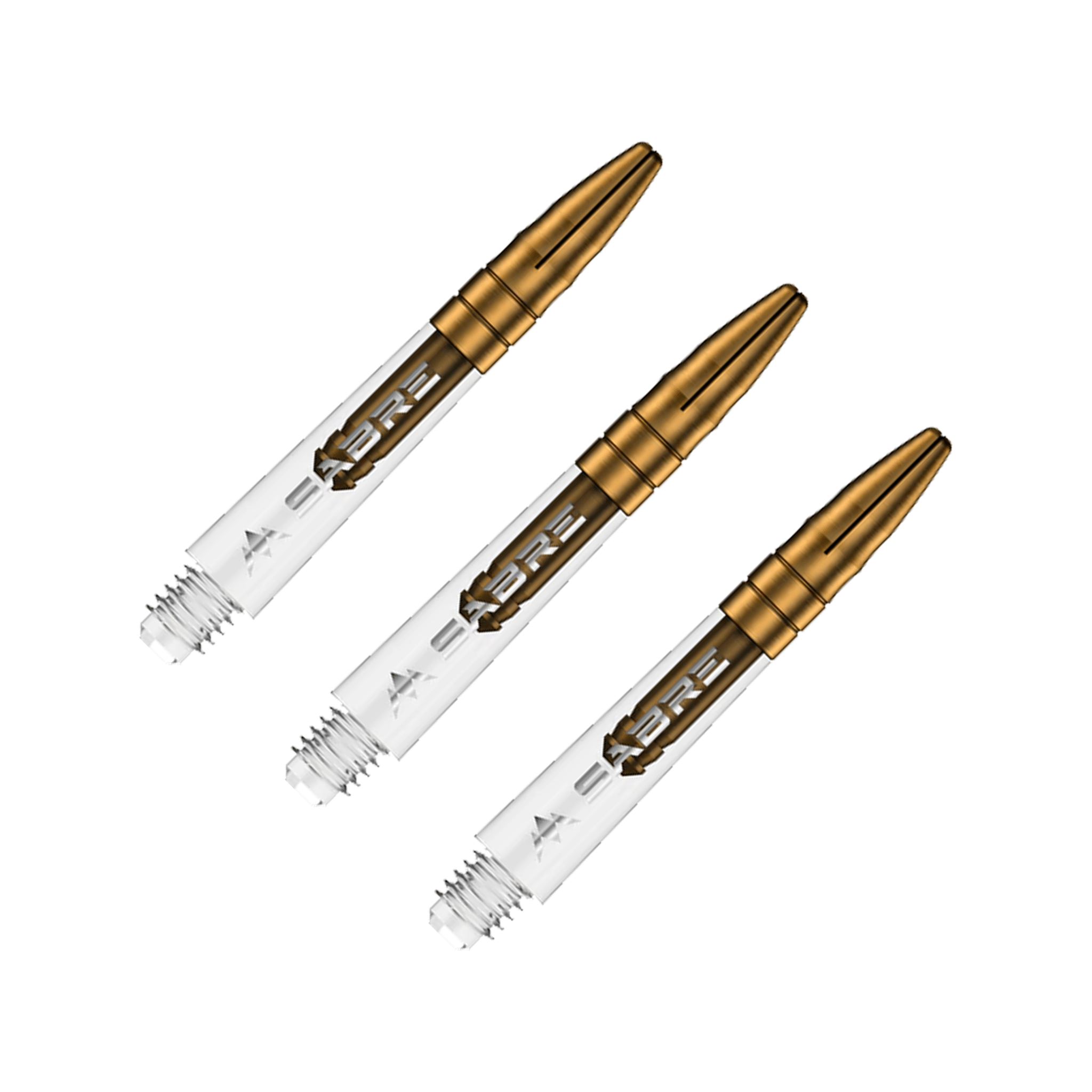 Mission Sabre - Polycarbonate Dart Shafts Short (36mm) / Clear & Gold Shafts