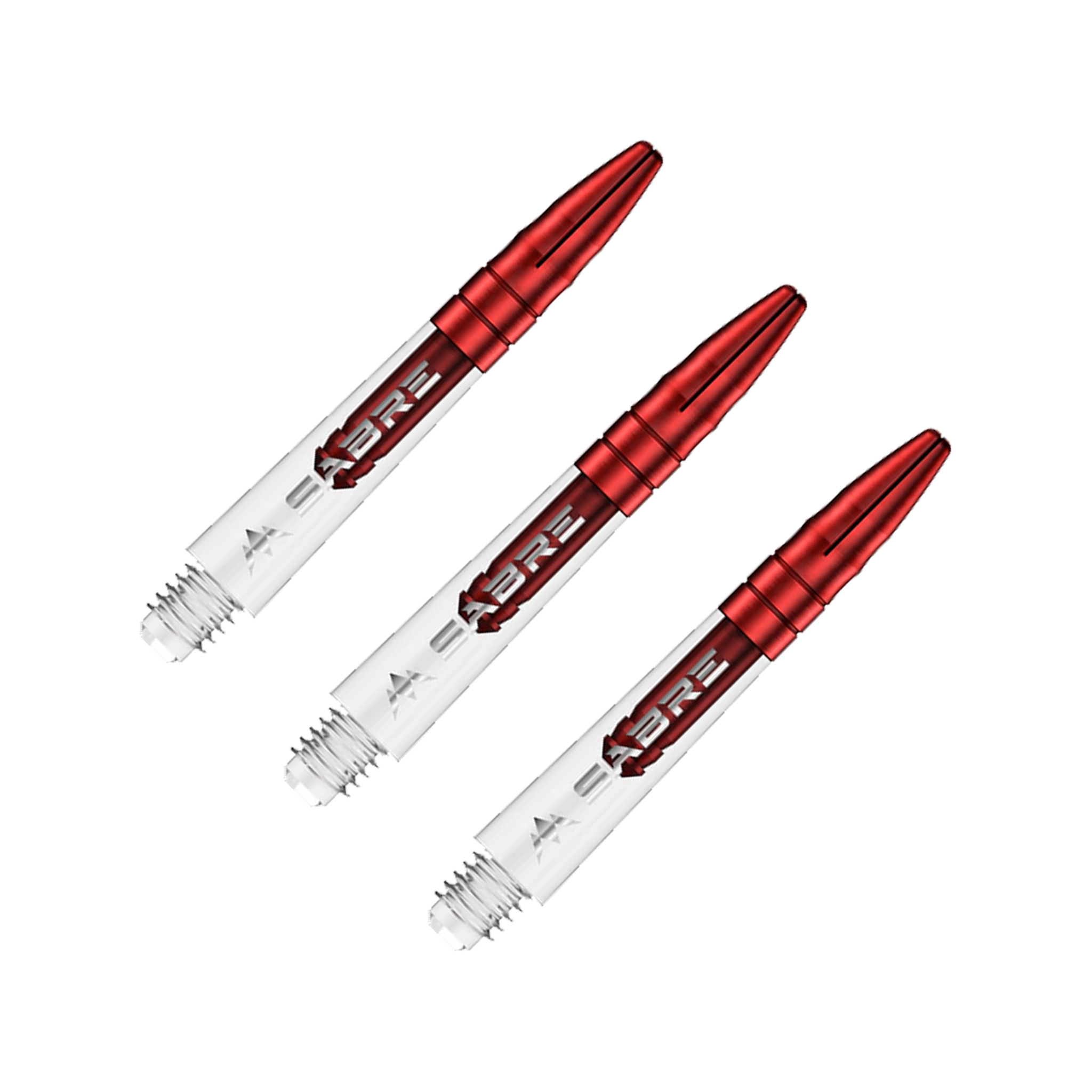 Mission Sabre - Polycarbonate Dart Shafts Short (36mm) / Clear & Red Shafts