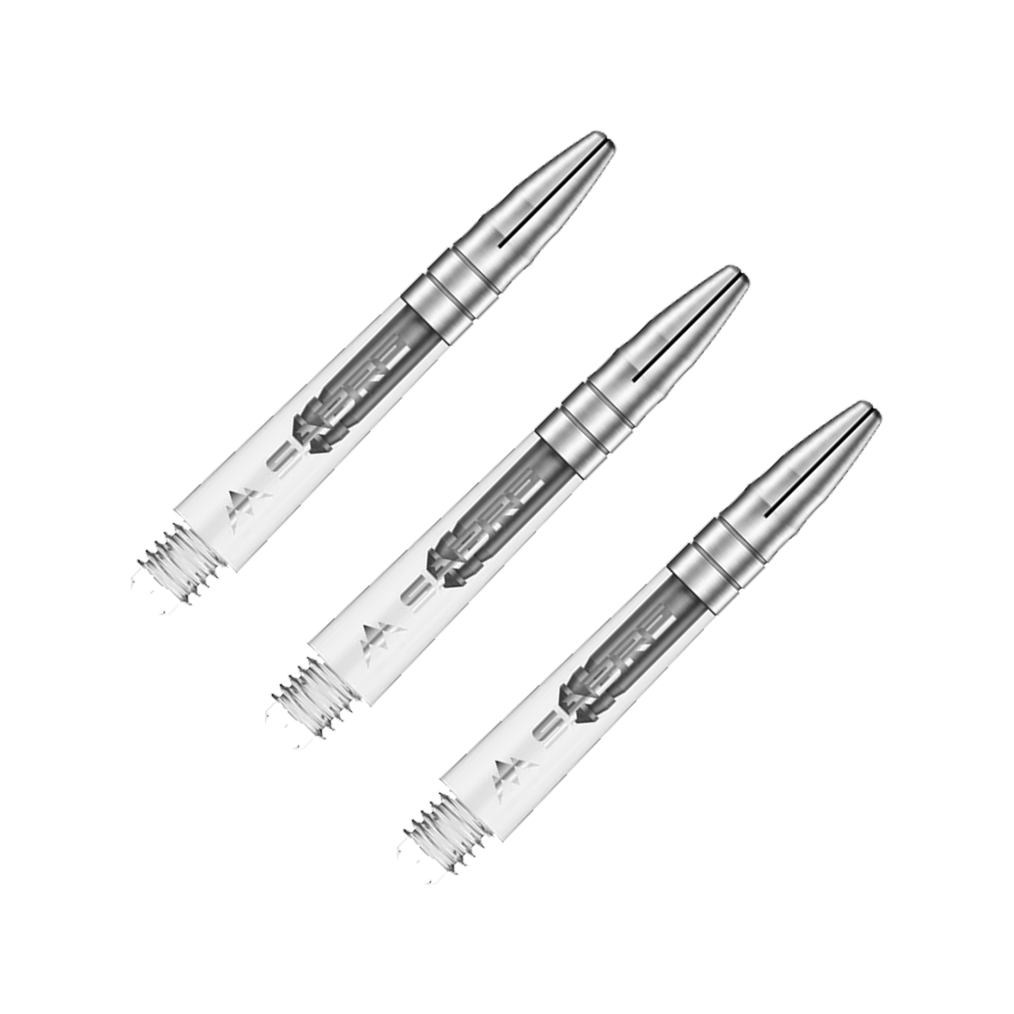 Mission Sabre - Polycarbonate Dart Shafts Short (36mm) / Clear & Silver Shafts