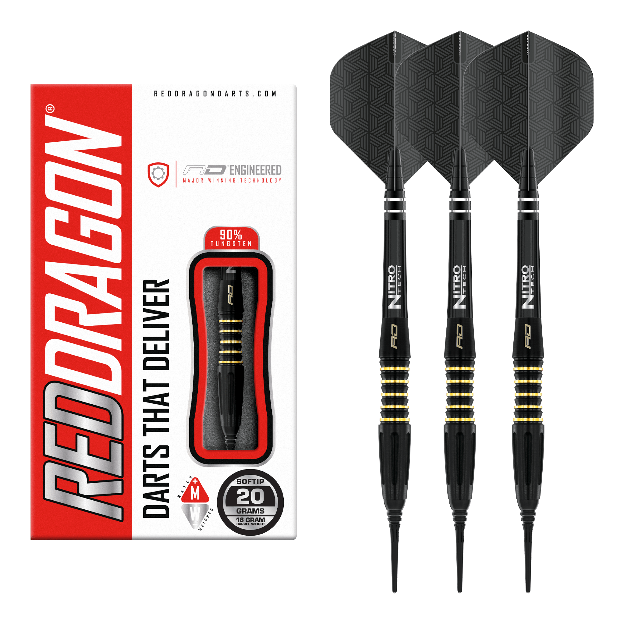 Red Dragon Clarion Black - 90% Tungsten Soft Tip Darts 20 Grams Darts