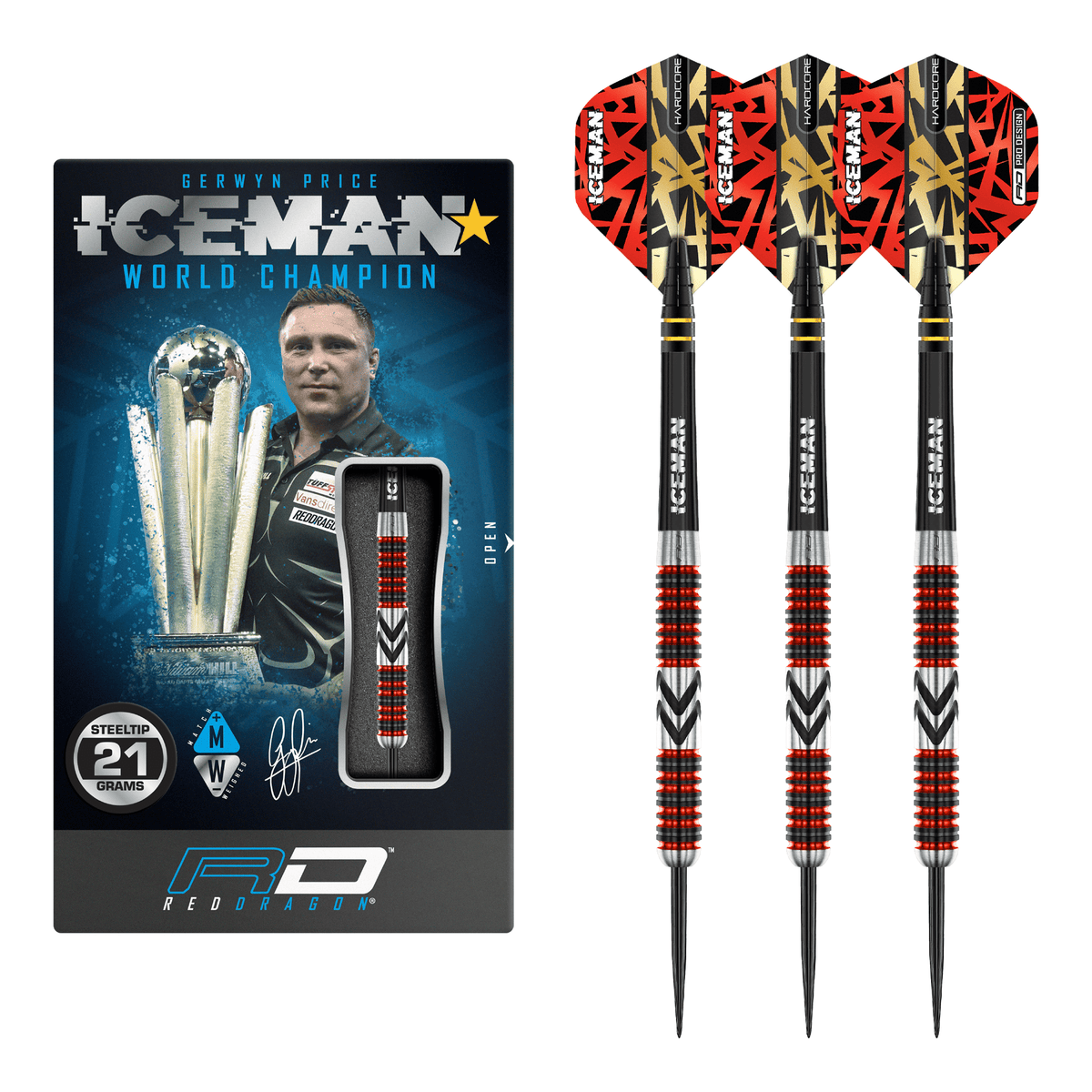 Fléchettes Gerwyn Price Nitrotech - Lot De 2 Sets (6 Fléchettes) - Design Bleu Transparent - Tiges Courtes 36mm