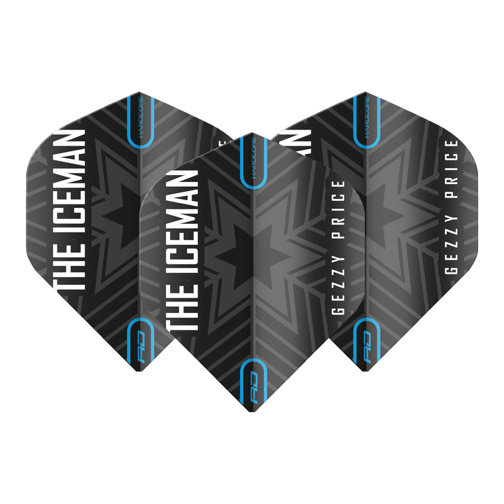 Red Dragon Gerwyn Price Hardcore Snowflake Standard Dart Flights Black/Grey Flights