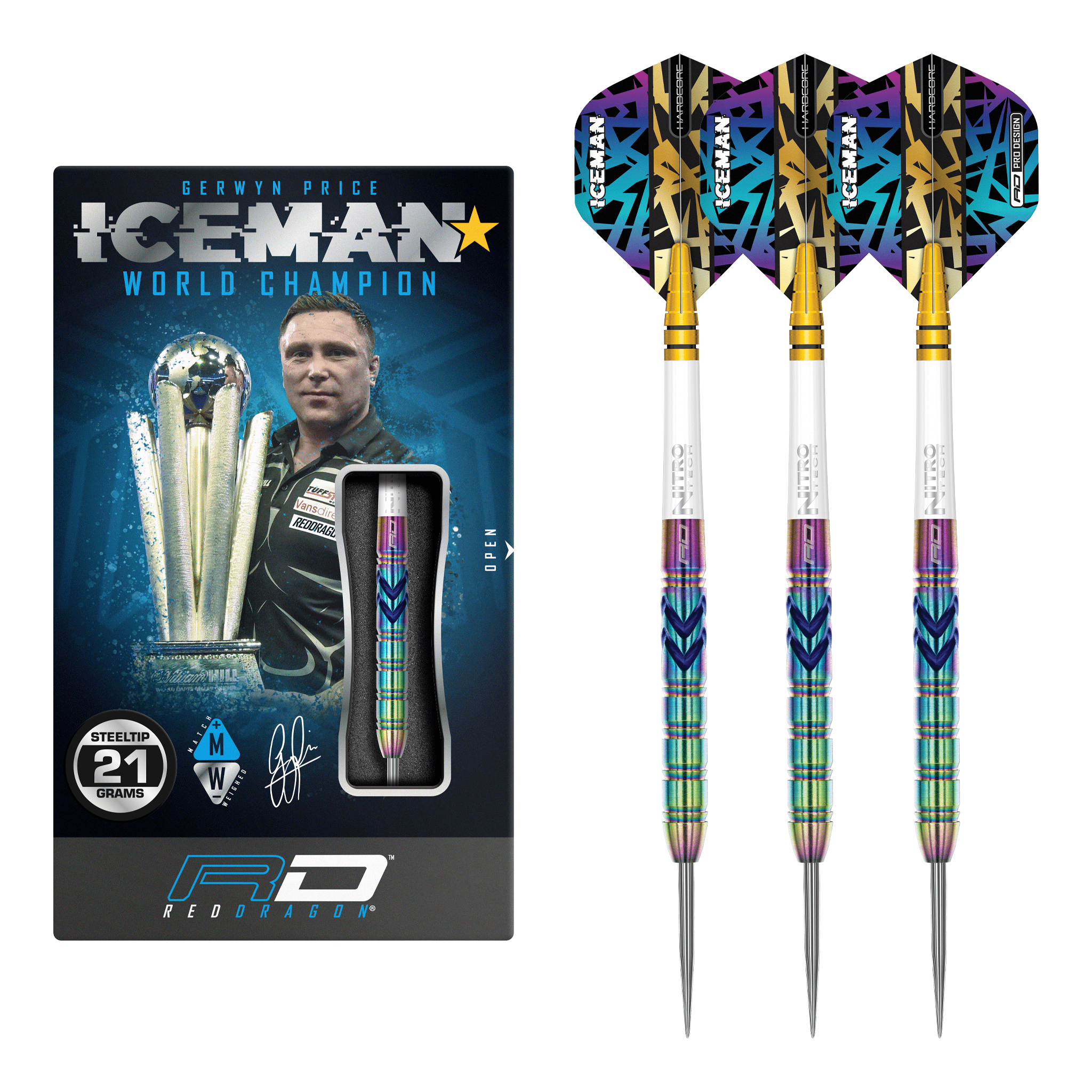 Red Dragon Gerwyn Price Ionic - 90% Tungsten Steel Tip Darts 21 Grams Darts