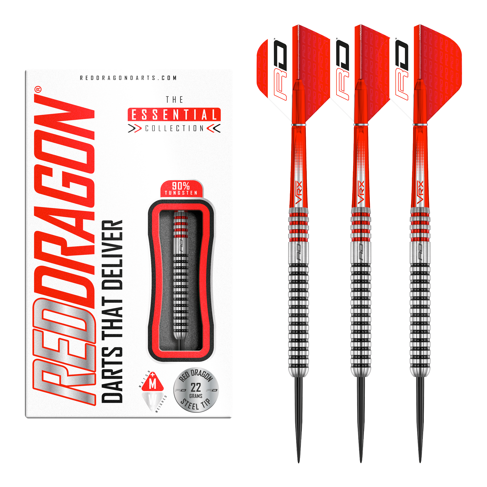 Red Dragon GT3 Steel Tip Darts - 90% Tungsten - 22 Grams Darts