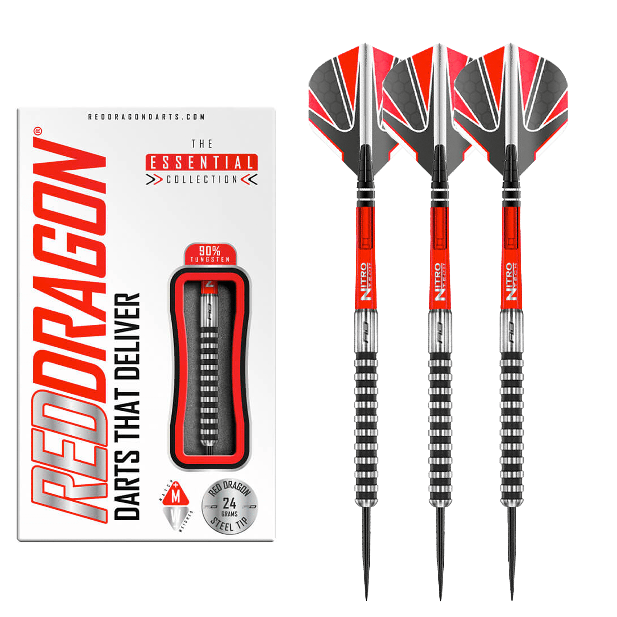 Red Dragon Javelin Black Steel Tip Darts - 90% Tungsten - 22 Grams Darts