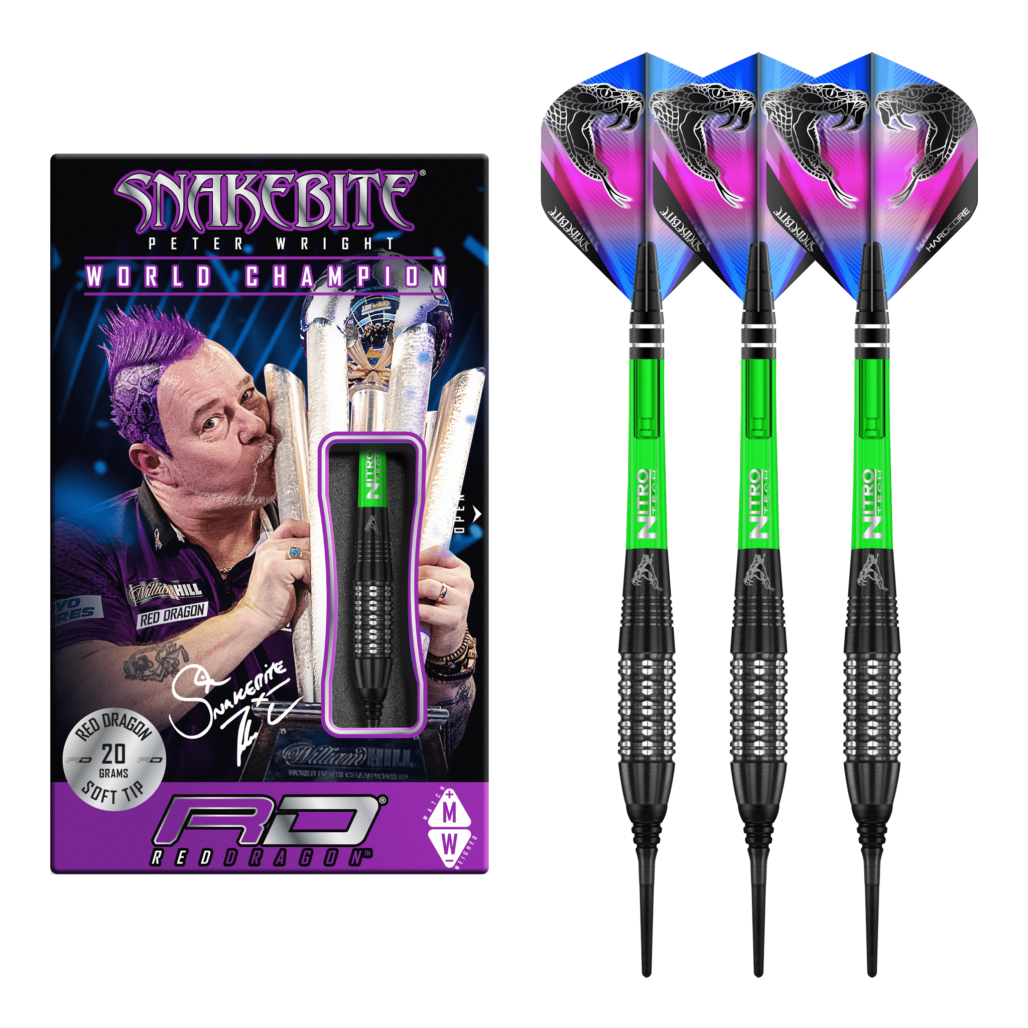 Red Dragon Peter Wright Black Strike - 90% Tungsten Soft Tip Darts 20 Grams Darts