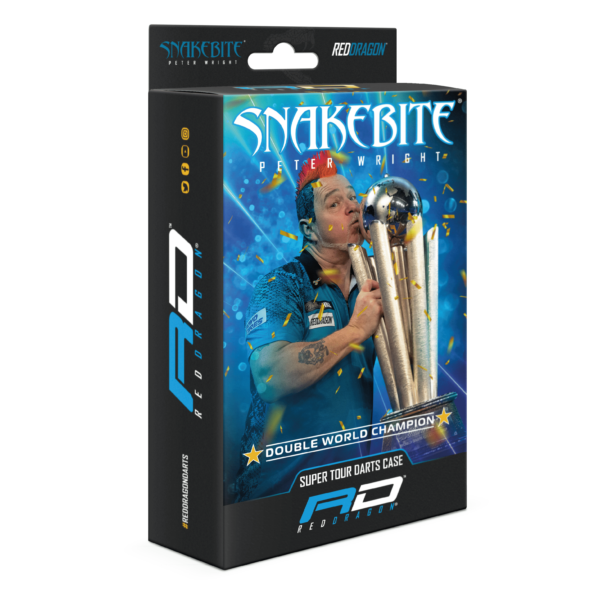 Red Dragon Peter Wright Double World Champion - Super Tour Darts Case Black & Blue Cases