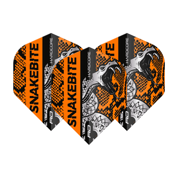 Red Dragon Peter Wright Hardcore Coiled Snake Standard Dart Flights Black/Orange Flights
